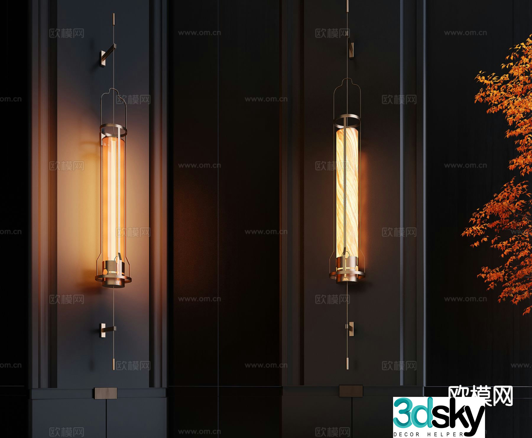 New Chinese style wall lamp marble wall lamp 3d model