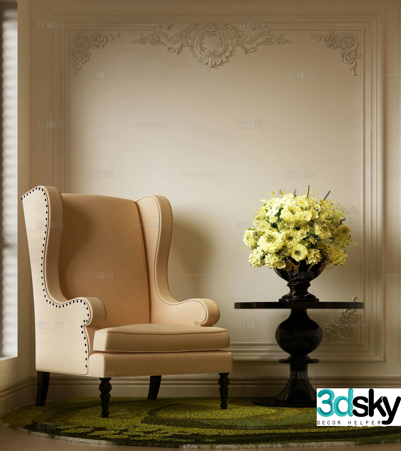 European style single sofa 3d model