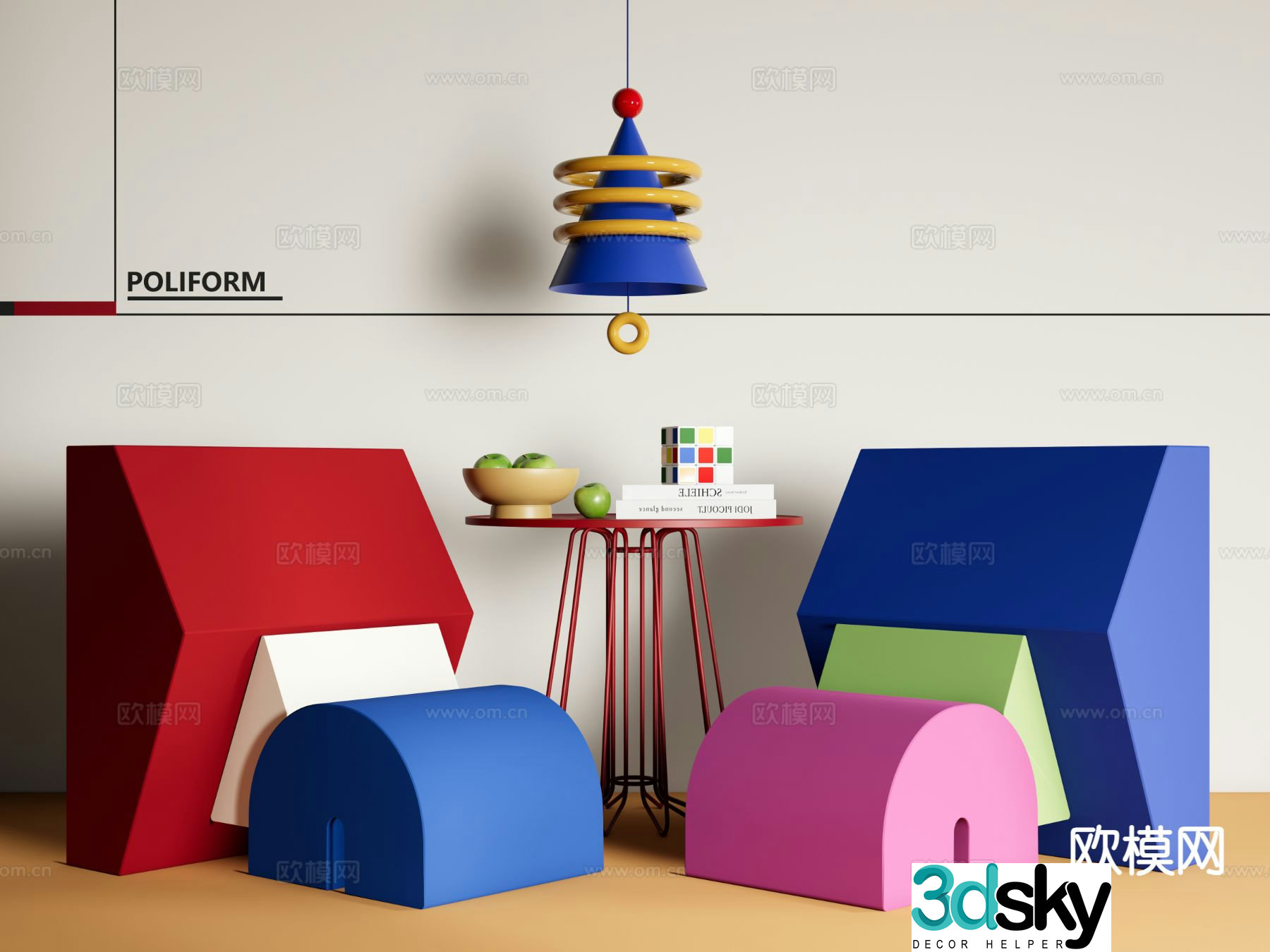 memphis lounge chair dopamine chair bauhaus 3d model