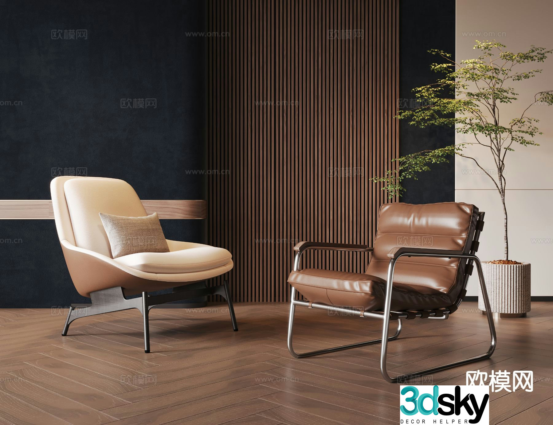 Modern leisure chair leather leisure chair fabric leisure chair 3d model