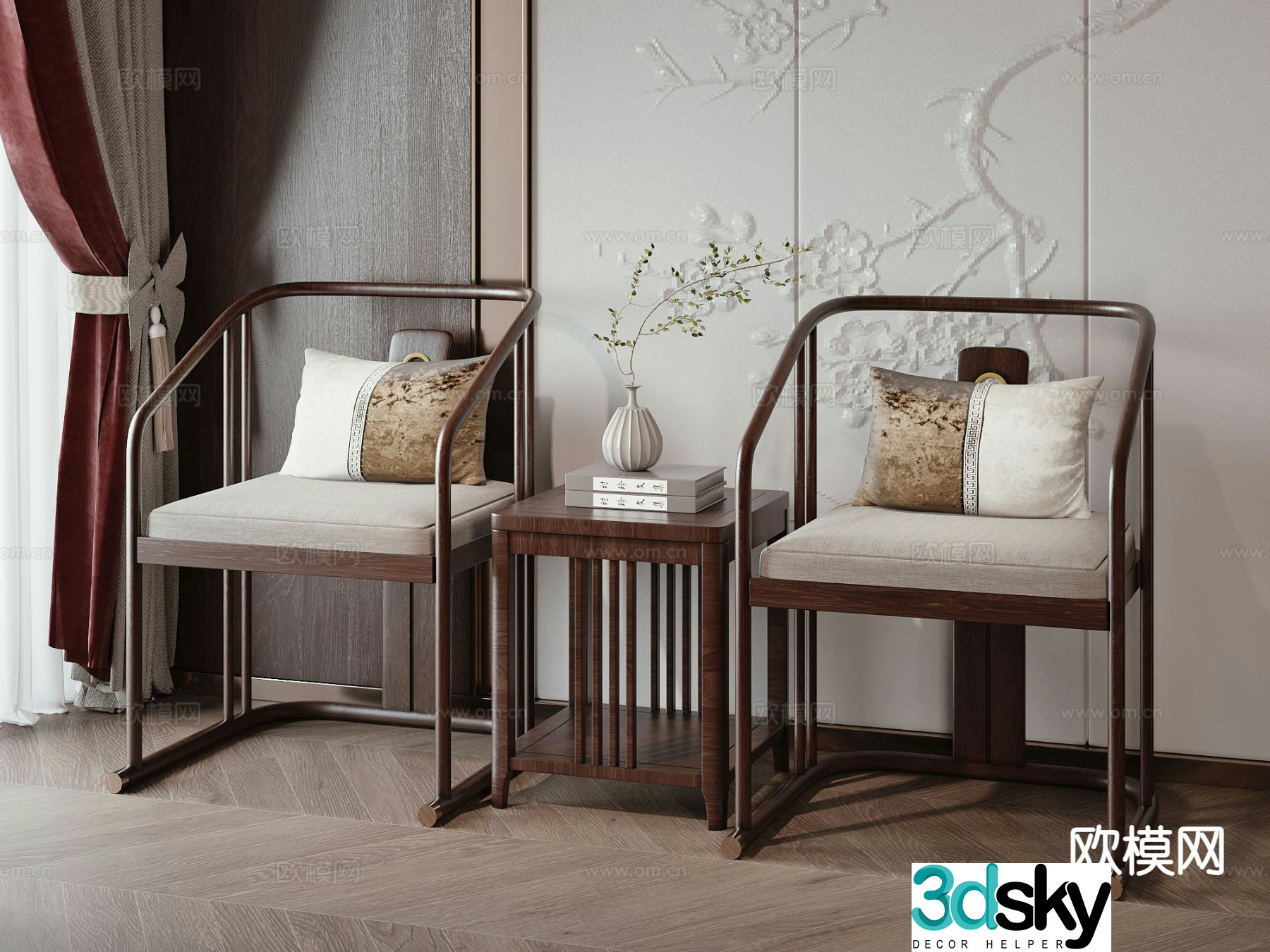 New Chinese style negotiation chair leisure chair 3d model