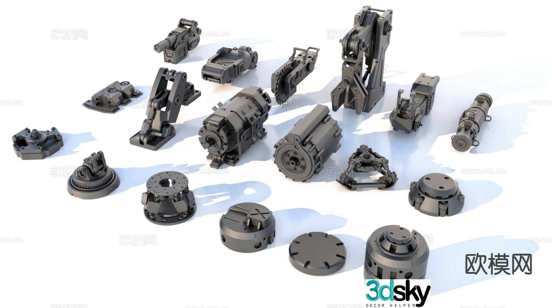 Hard surface parts Mechanical parts Industrial equipment 3D model