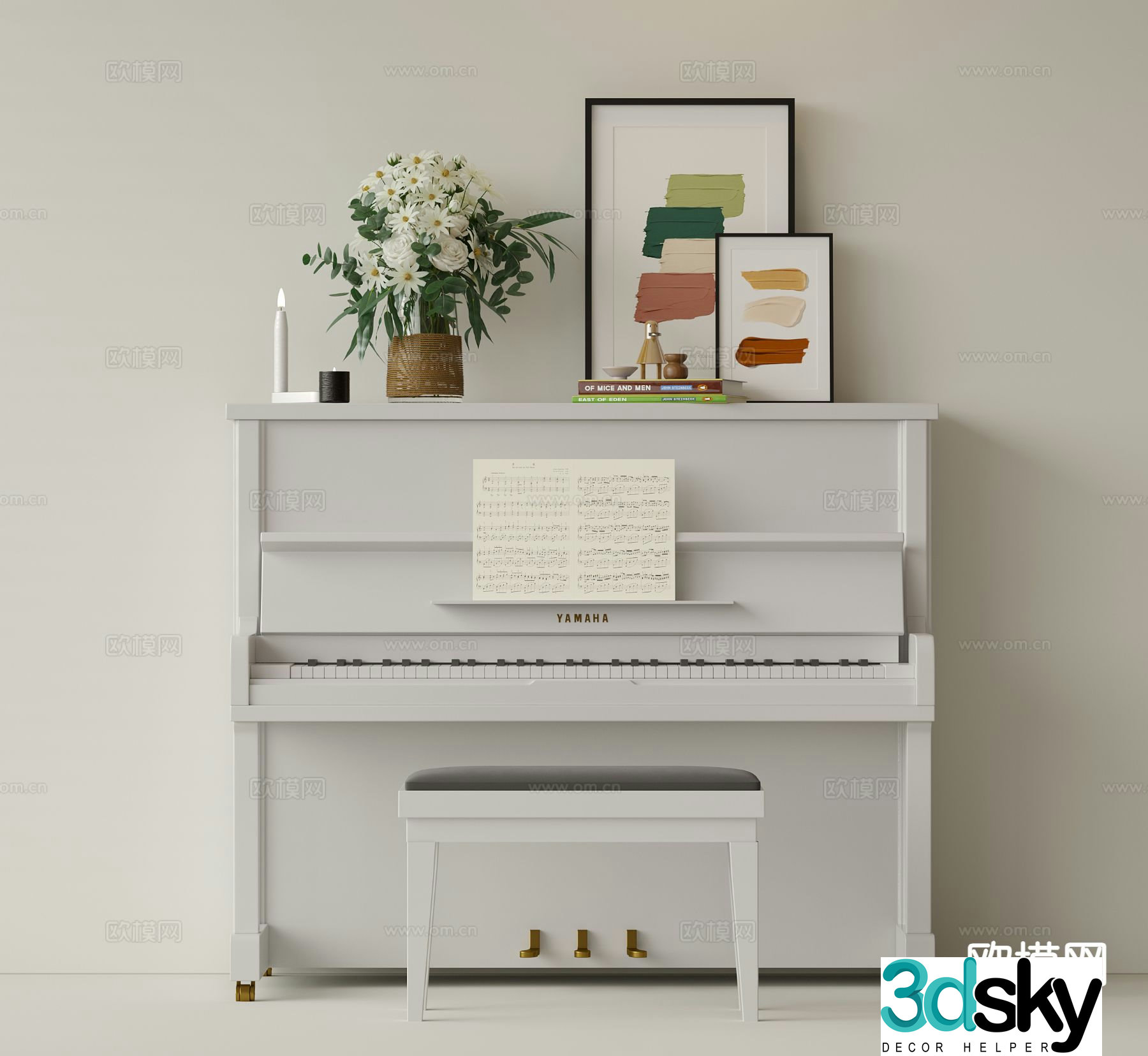 Medieval style piano 3d model