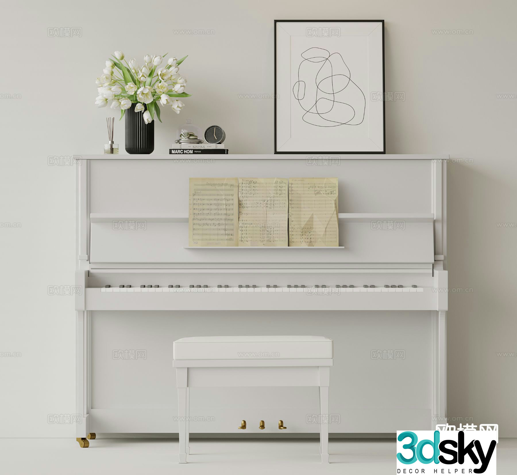 modern piano 3d model