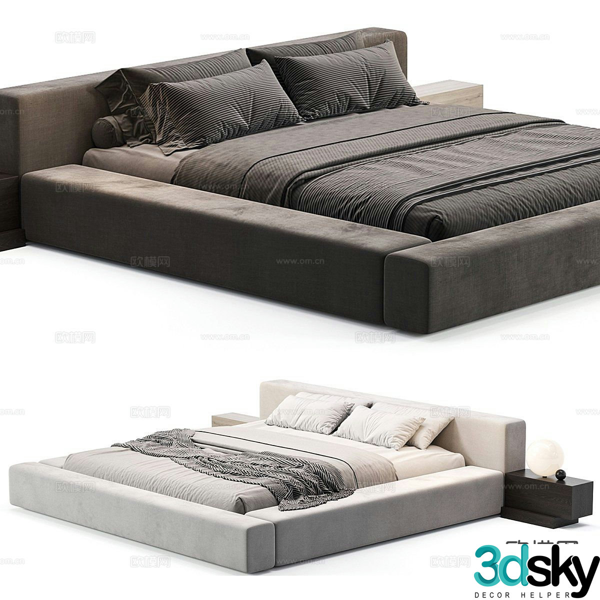 El Malek double bed 3d model