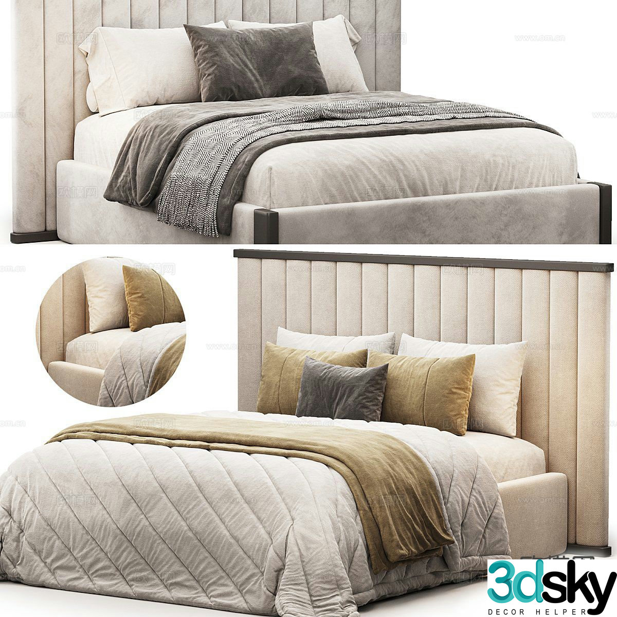 Modern double bed 3d model