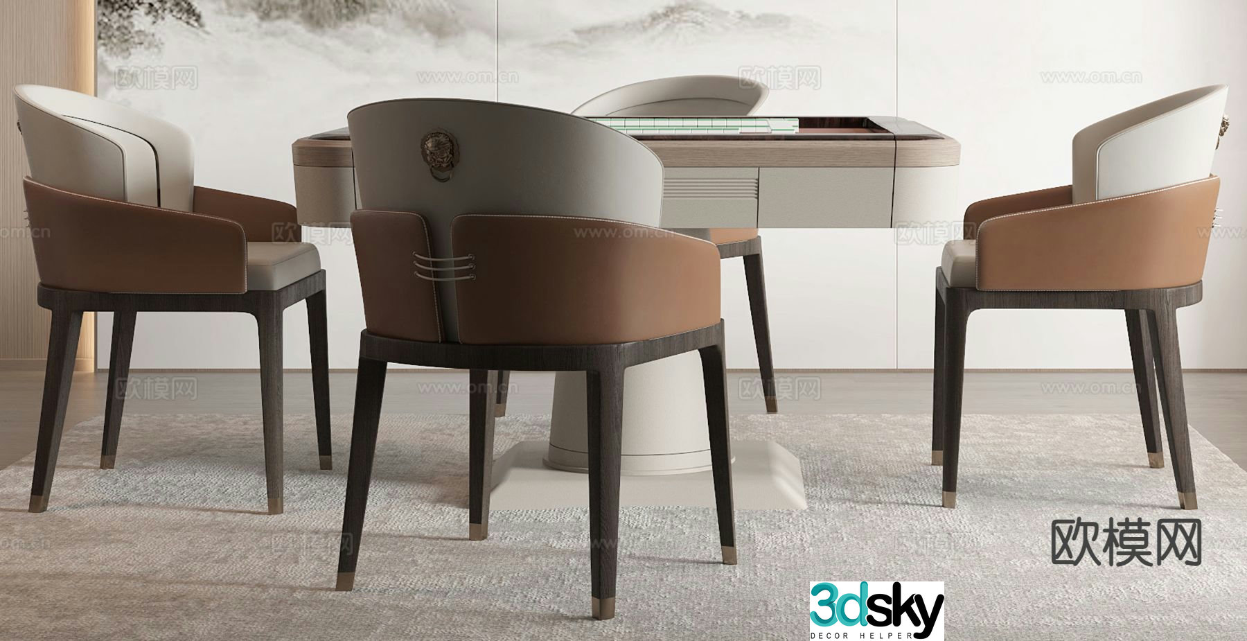 New Chinese Mahjong Table 3D Model