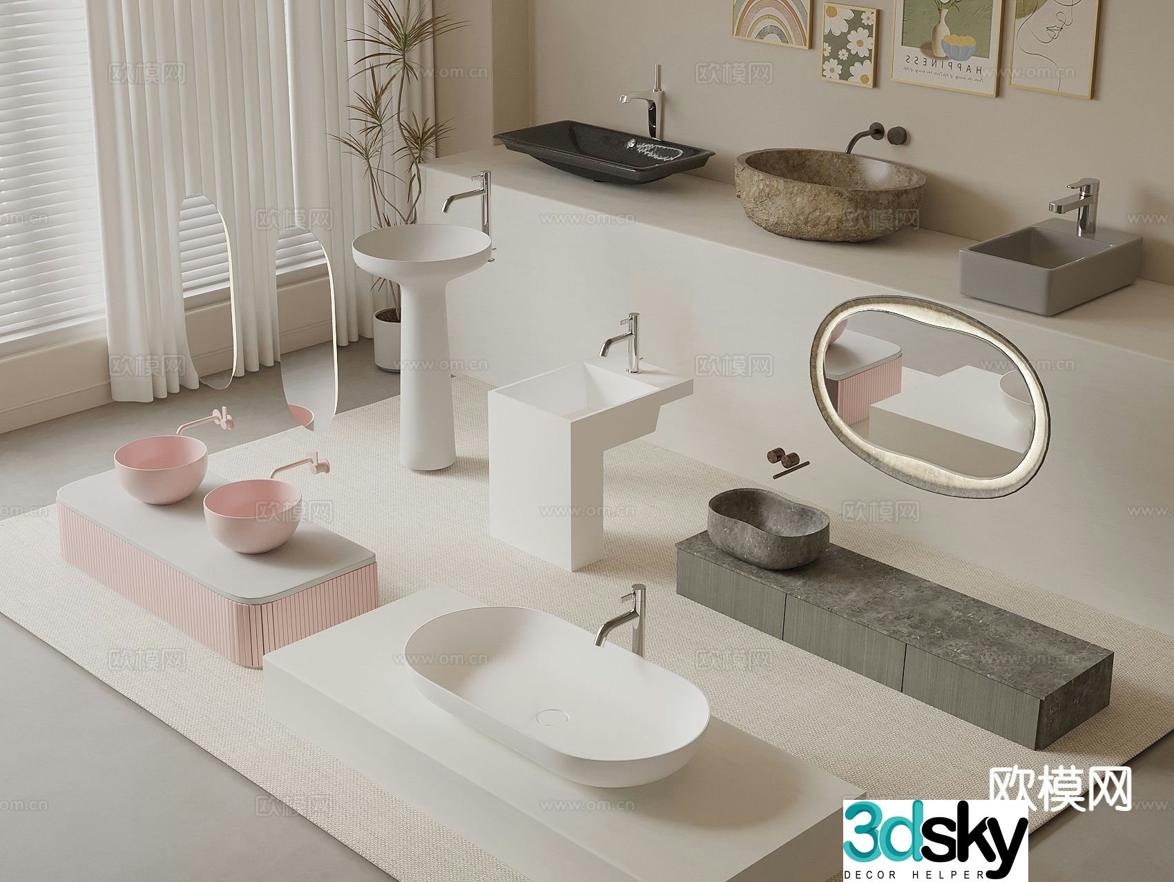 Wash basin wash basin marble wash basin slate wash basin 3D model
