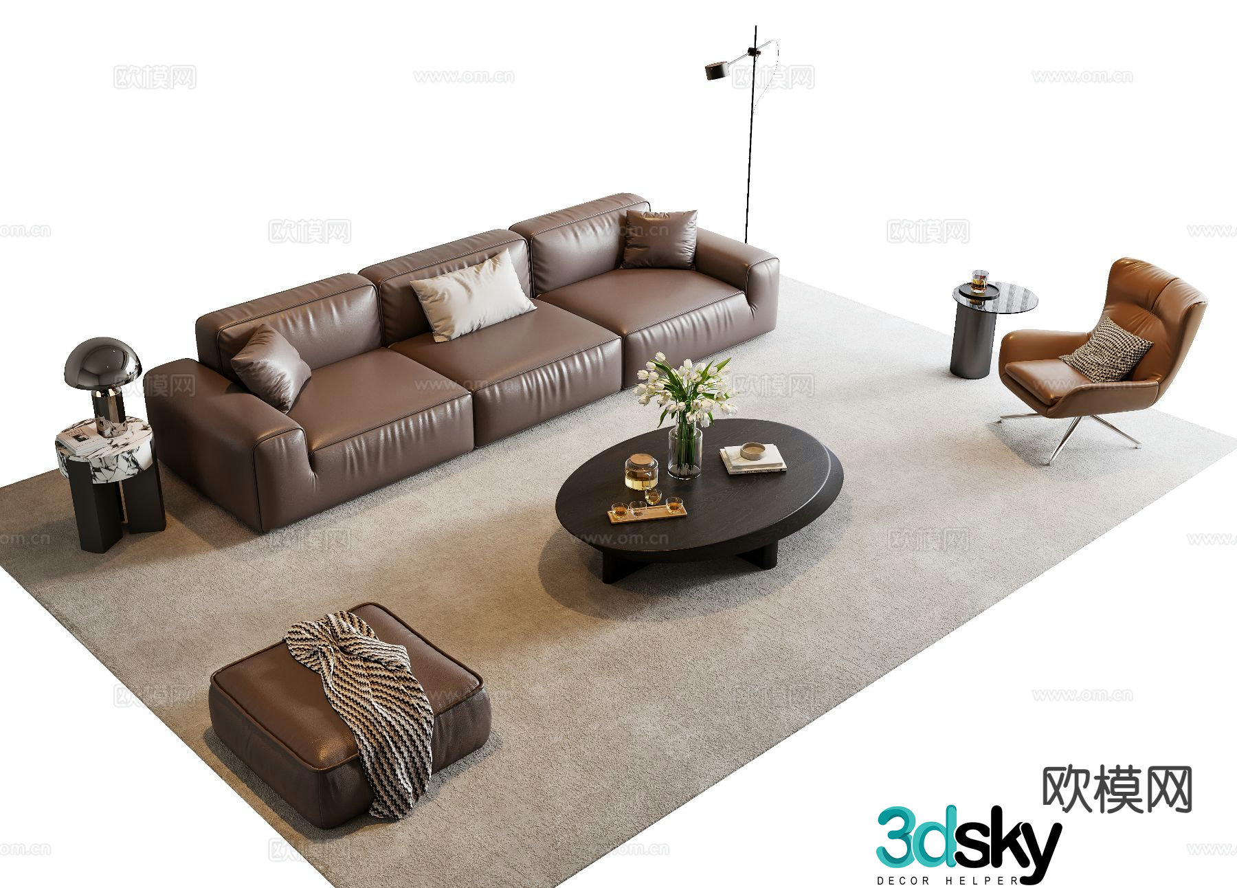 Italian sectional sofa 3d model