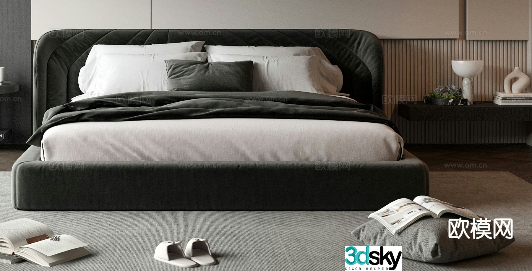 Modern double bed 3d model