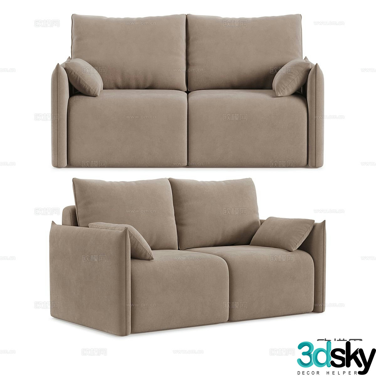 Double sofa upholstered sofa 3d model