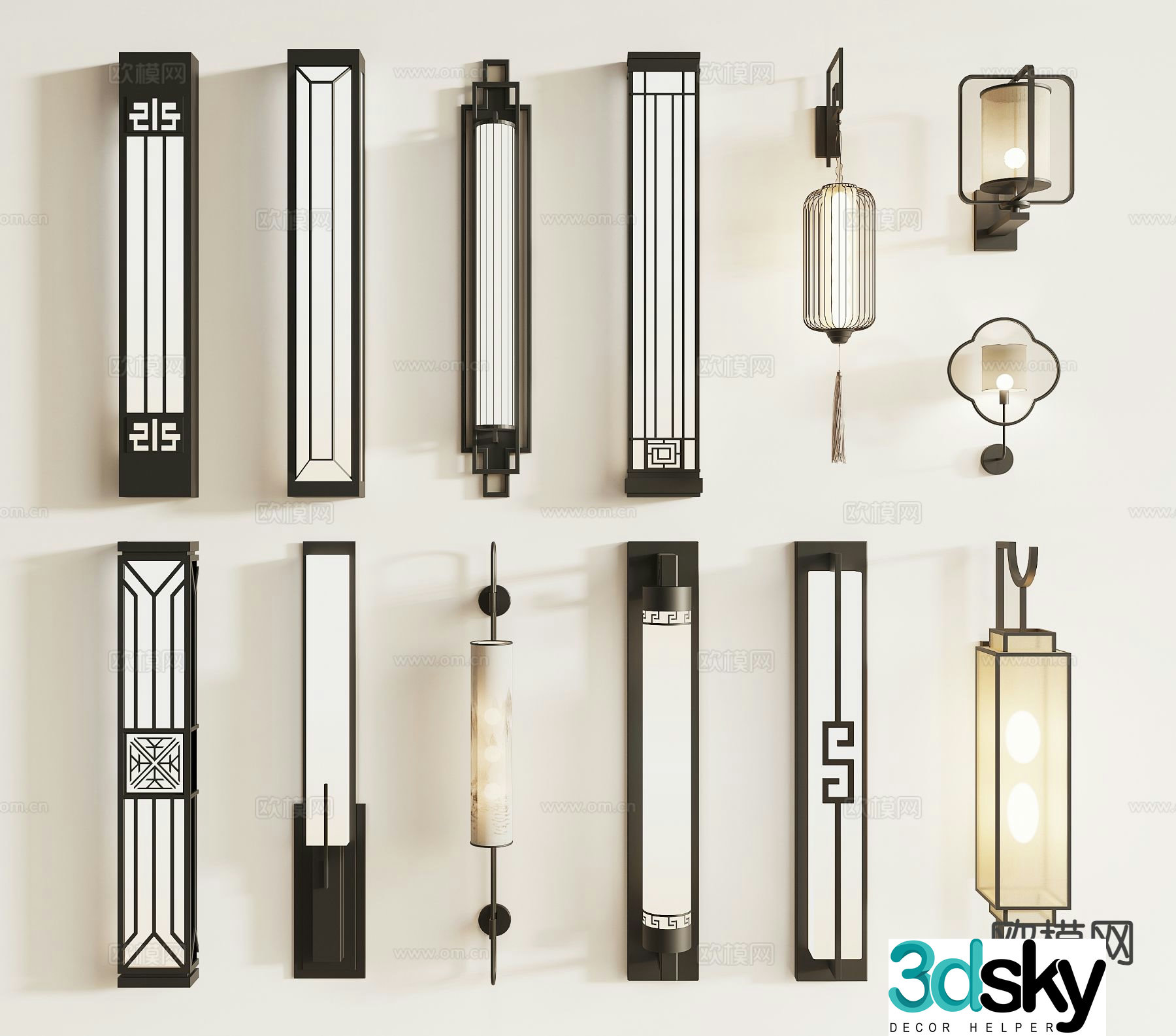 New Chinese style wall lamp marble wall lamp wall lamp 3d model