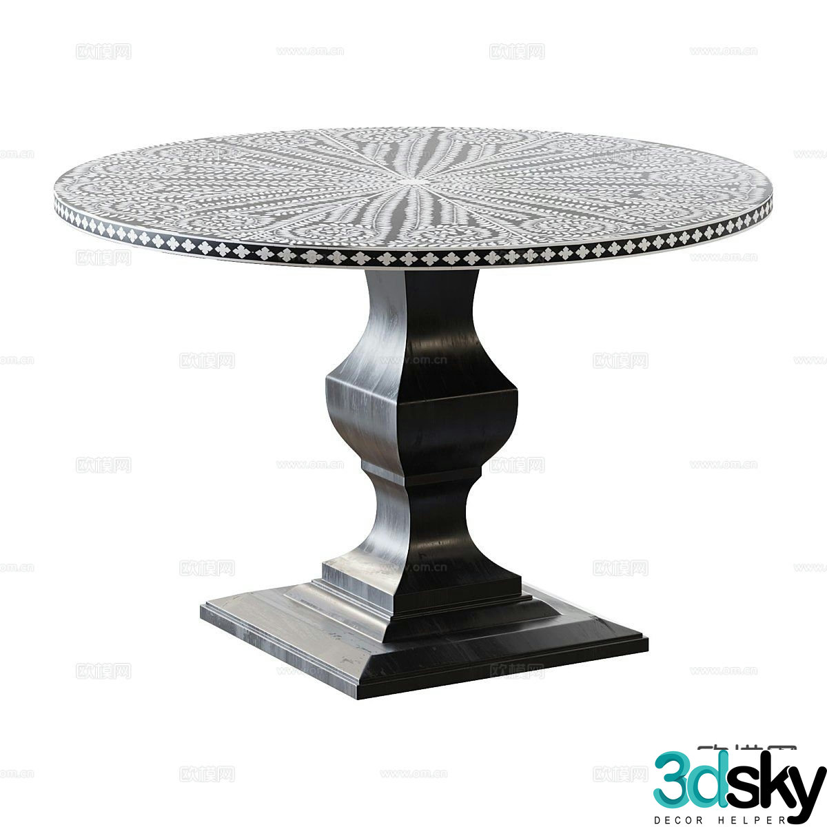 Medieval style round dining table 3D model