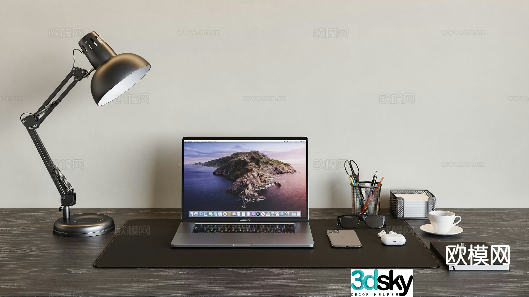 Office Supplies Desktop Ornaments Laptop 3D Model