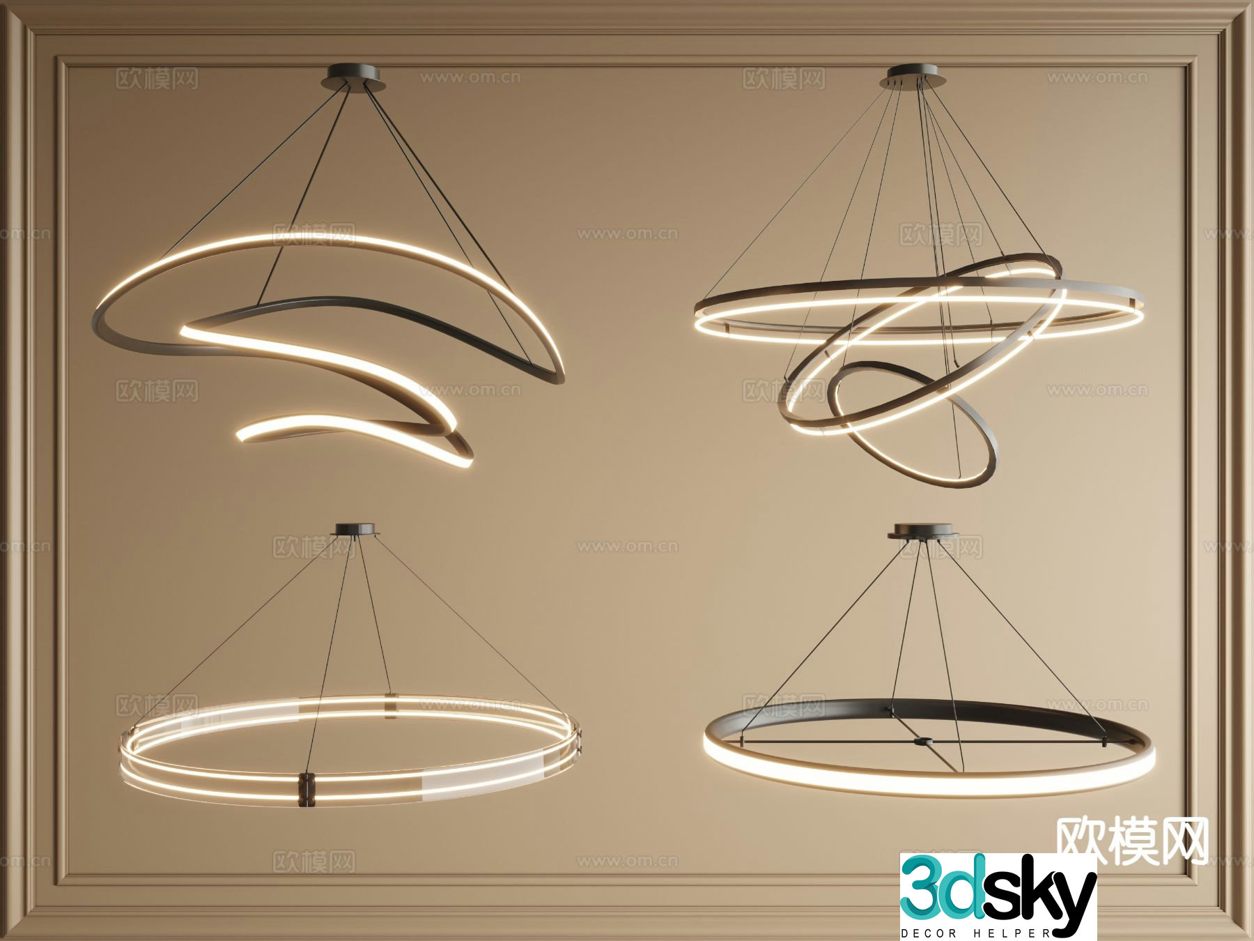 Light luxury chandelier ring chandelier hall chandelier 3d model