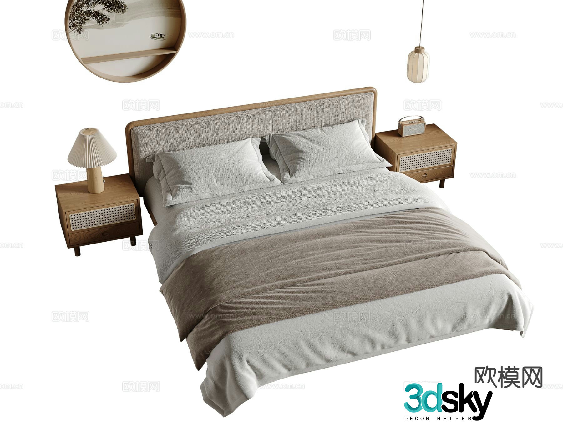 Japanese style double bed 3d model