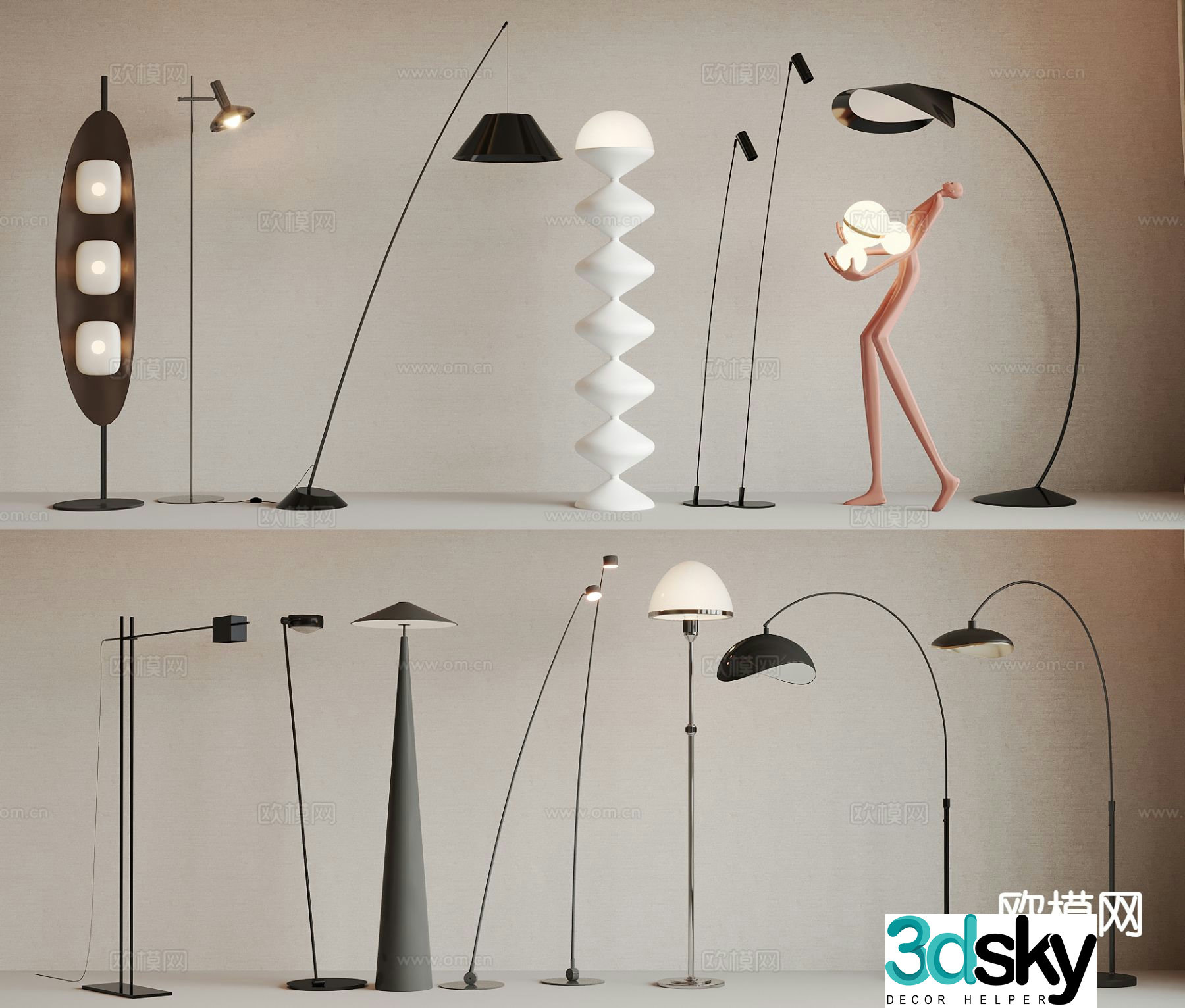 Modern floor lamp fishing lamp 3d model