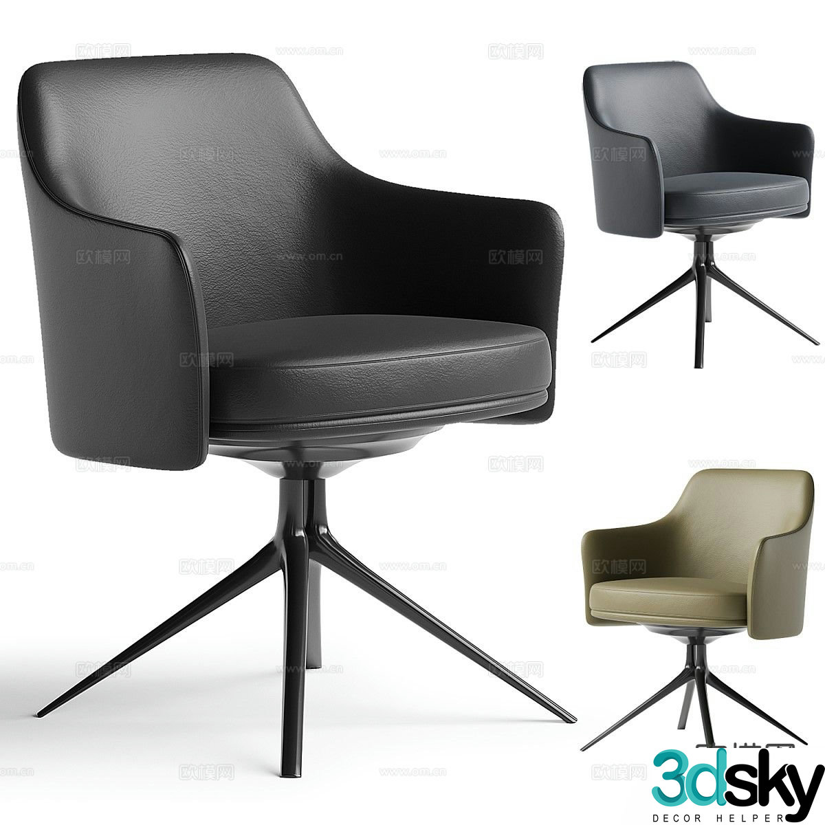 leather chair lounge chair armchair 3d model
