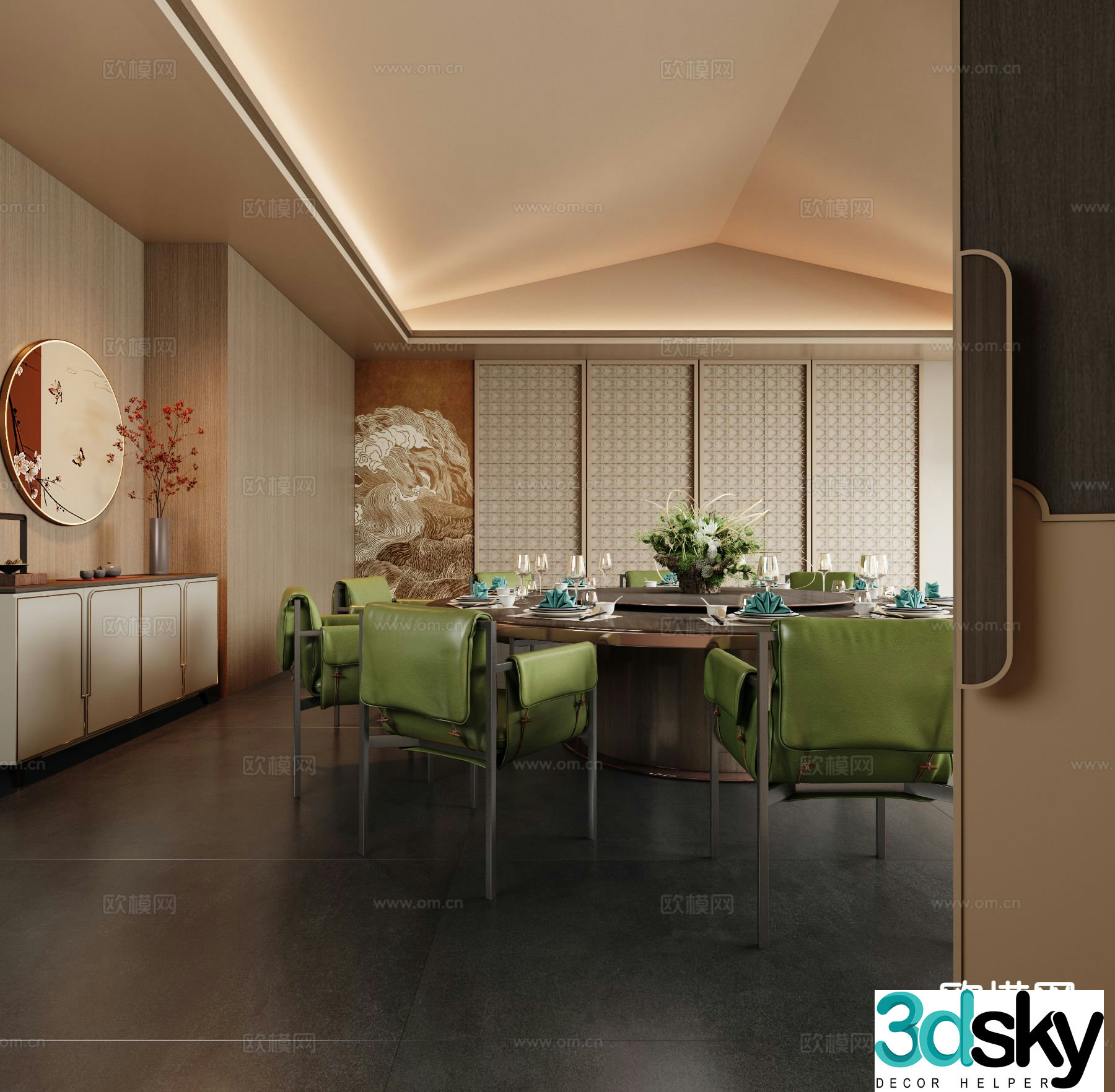Chinese restaurant private room 3D model of restaurant private room