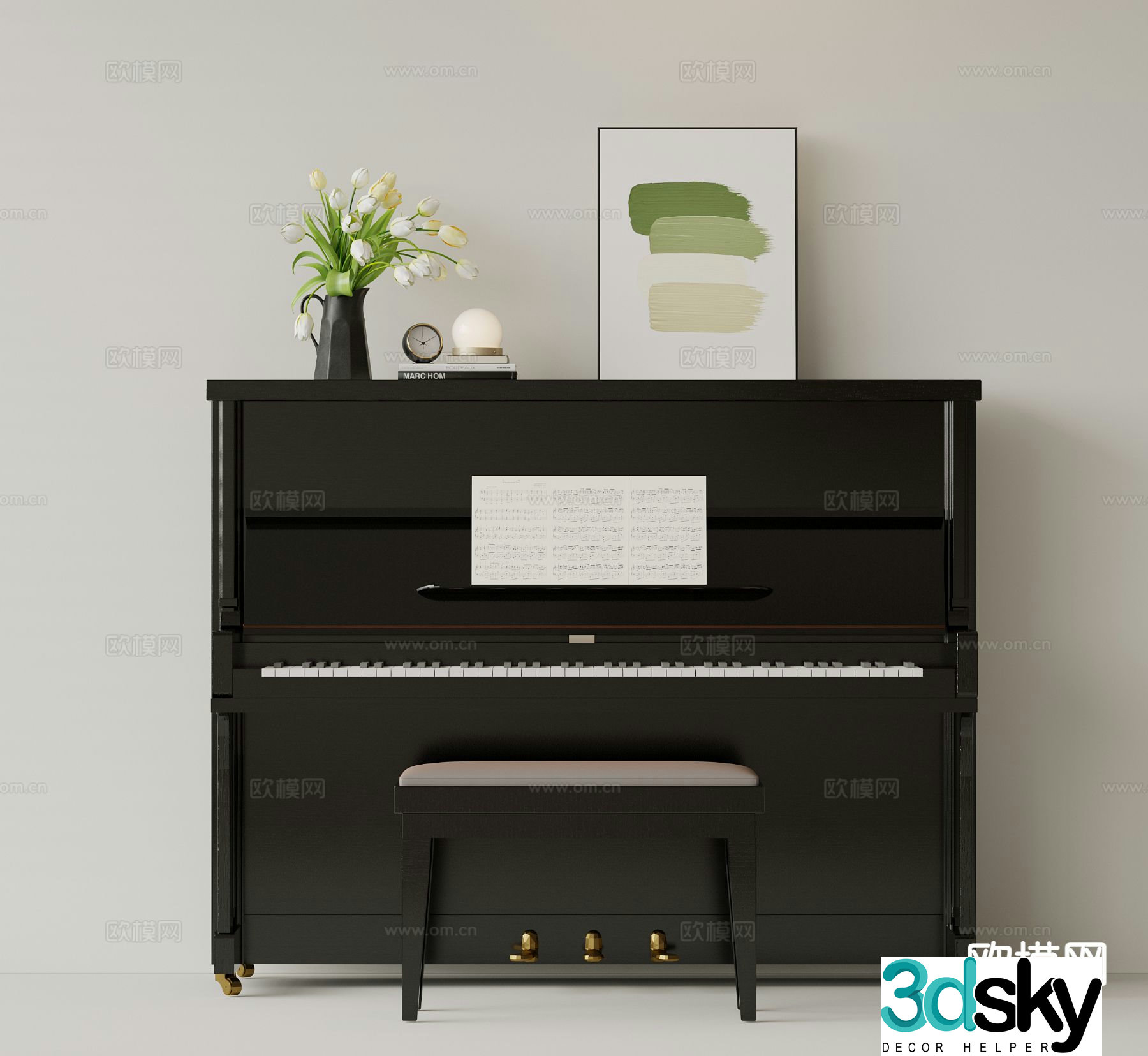 Medieval style piano 3d model