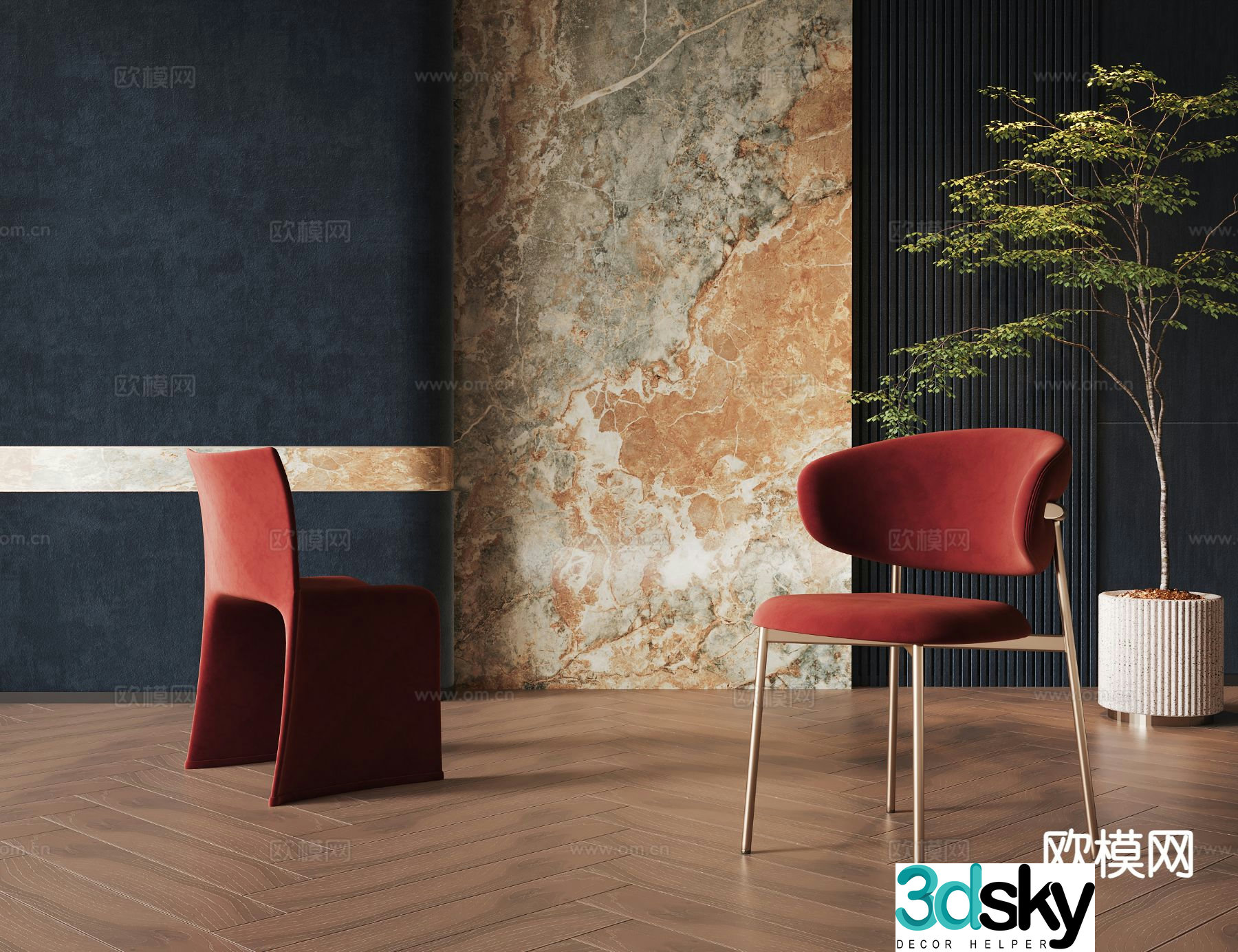 Modern chair single chair dining chair desk chair tea chair 3d model