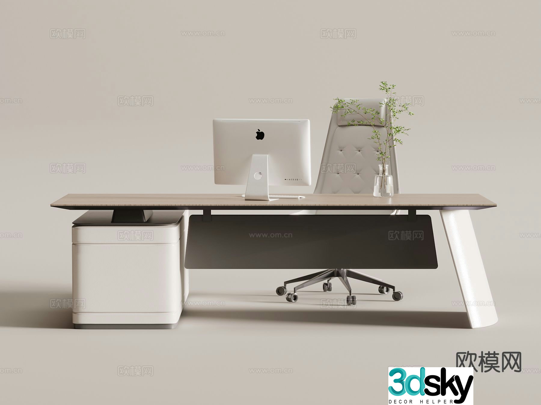 Modern office desk desk 3d model