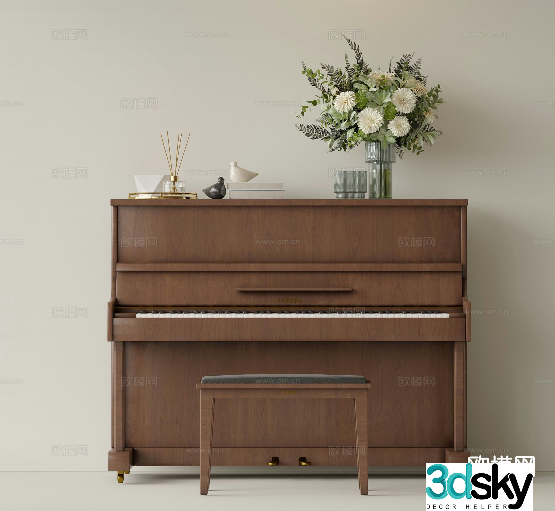 Medieval style piano 3d model