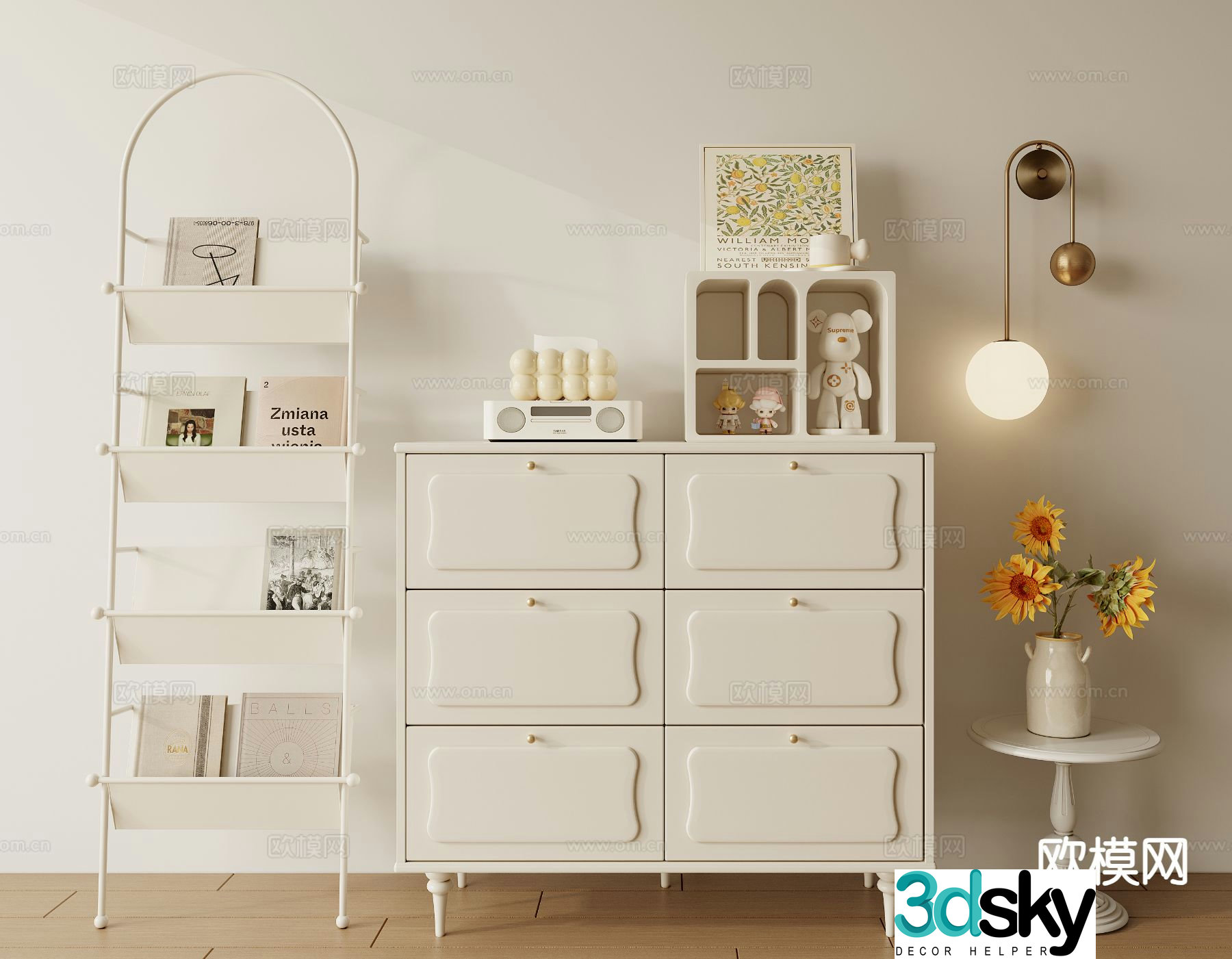 Creamy Wind Warehousing Magazine Rack 3D Model