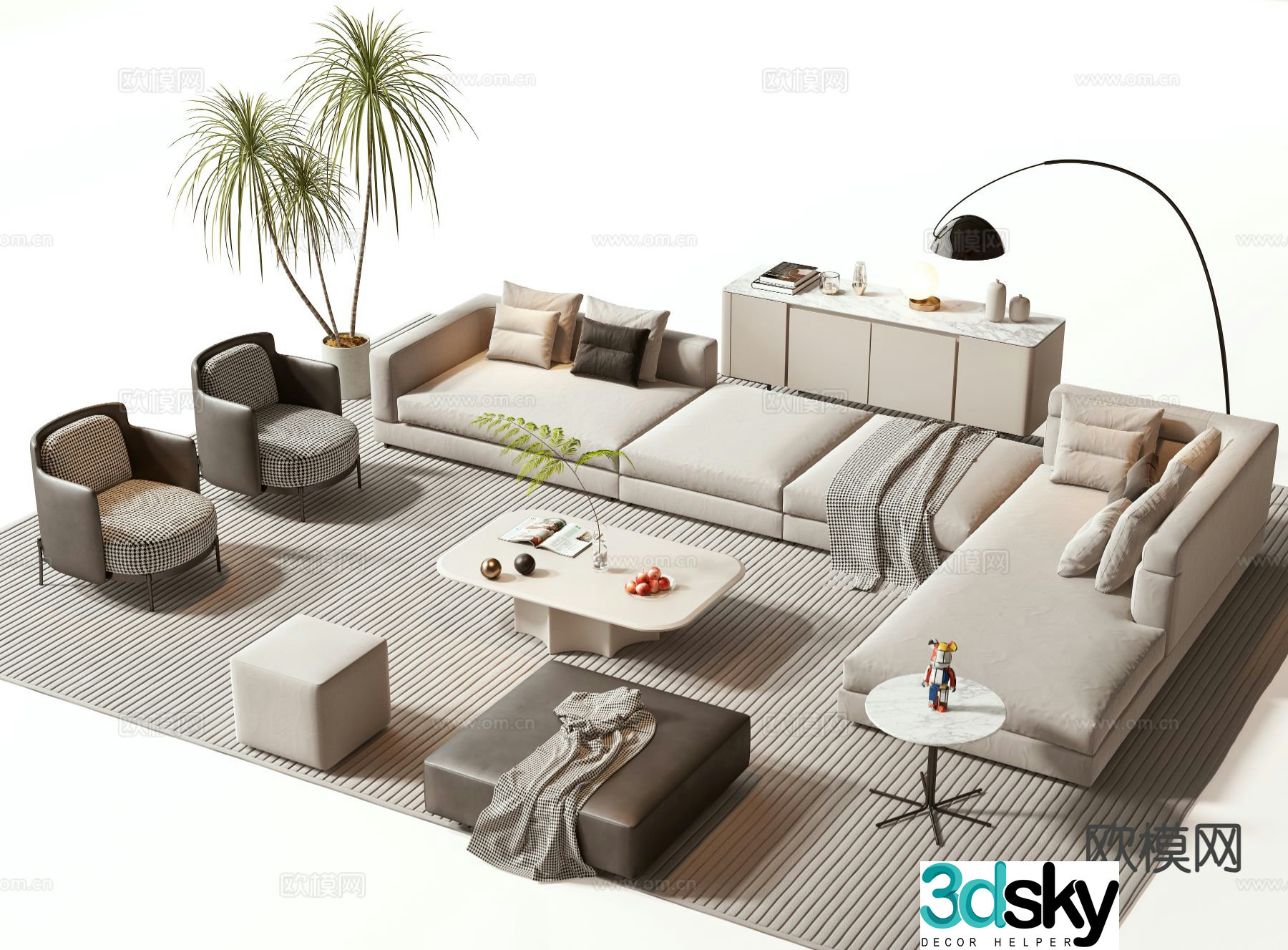 Modern modular sofa corner sofa 3d model
