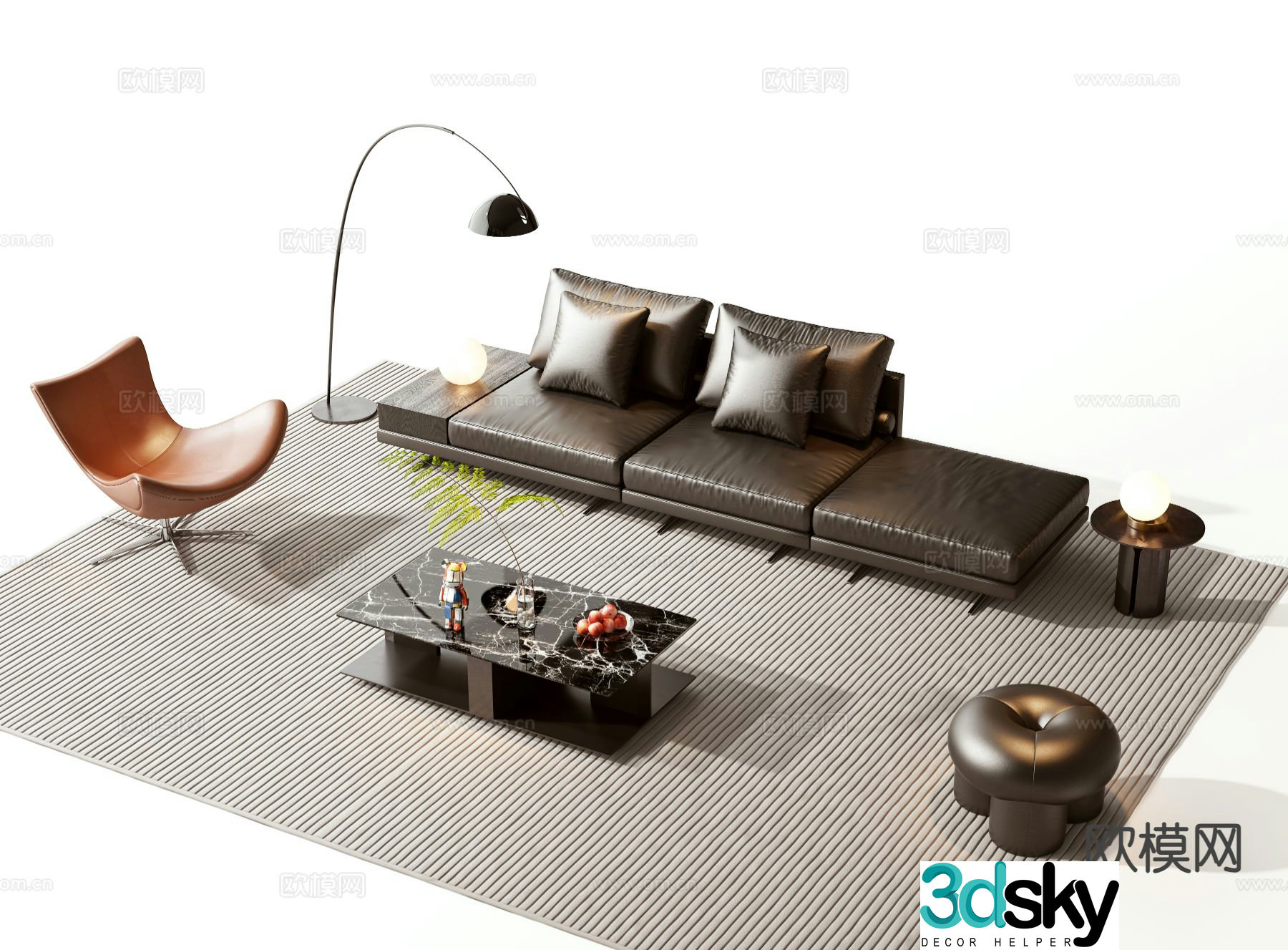 Italian sectional sofa 3d model