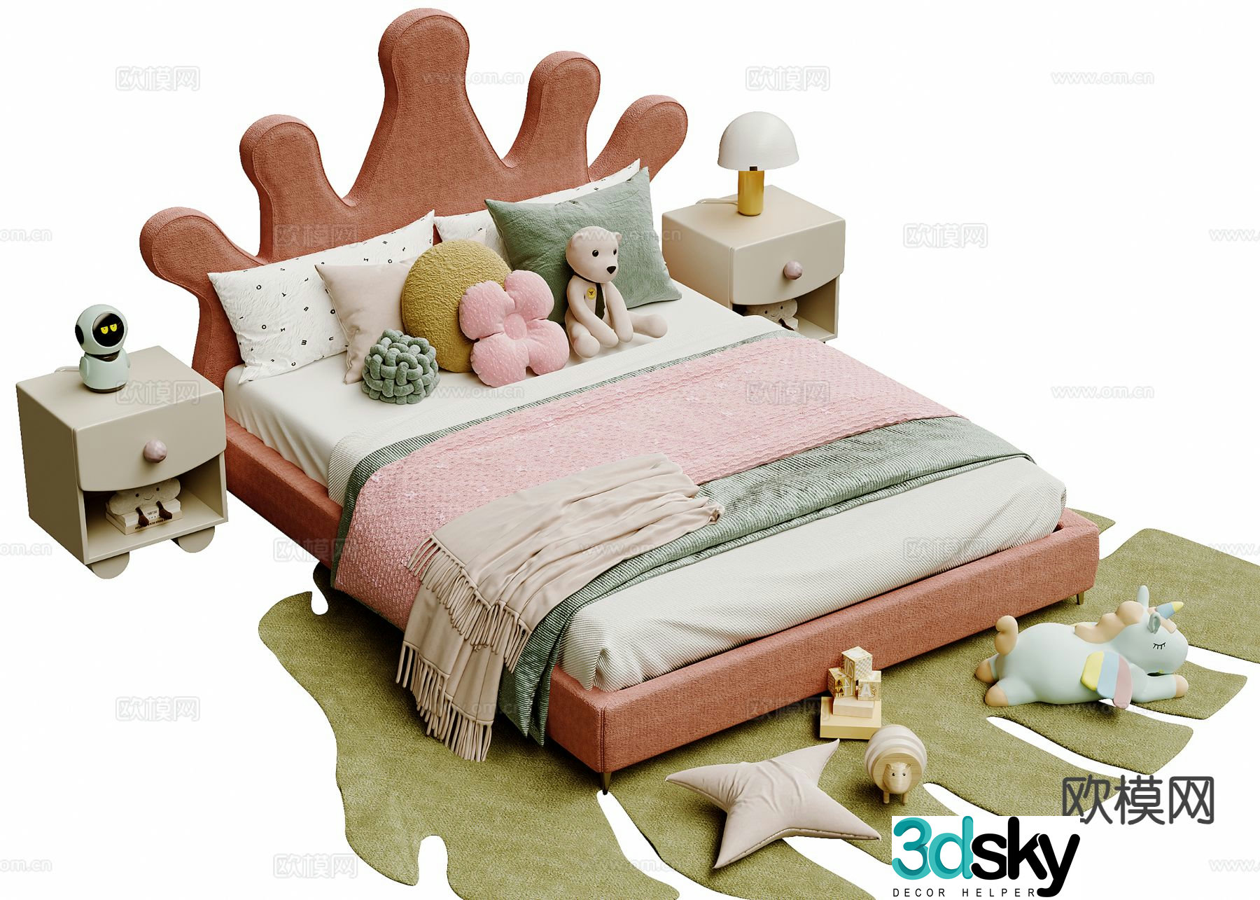 Modern children’s bed girl’s bed 3d model