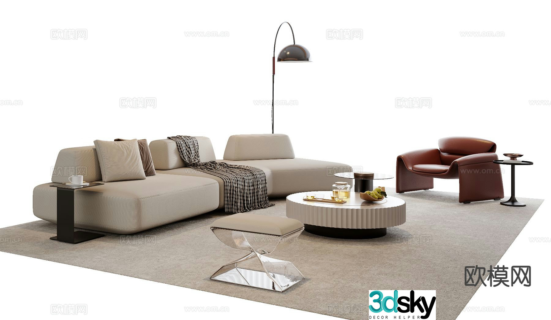 Modern sectional sofa 3d model