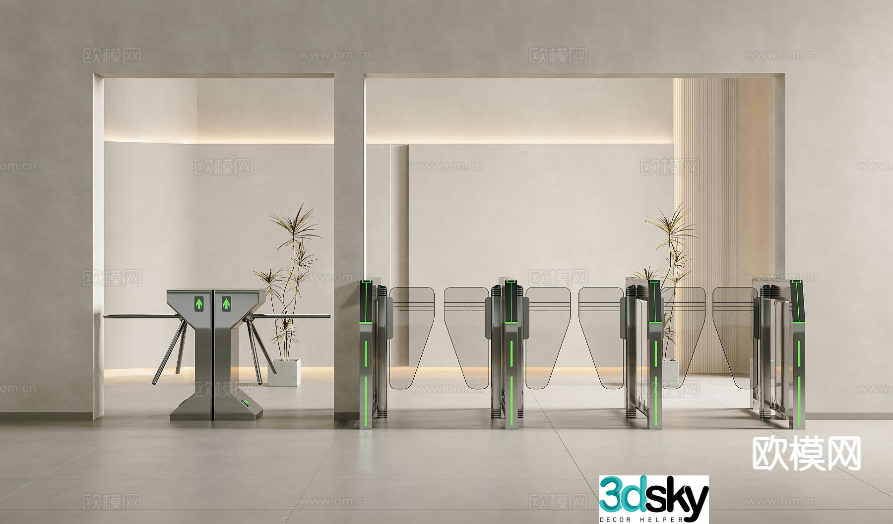 Modern security gate, gate, access control machine, sensor door 3D model
