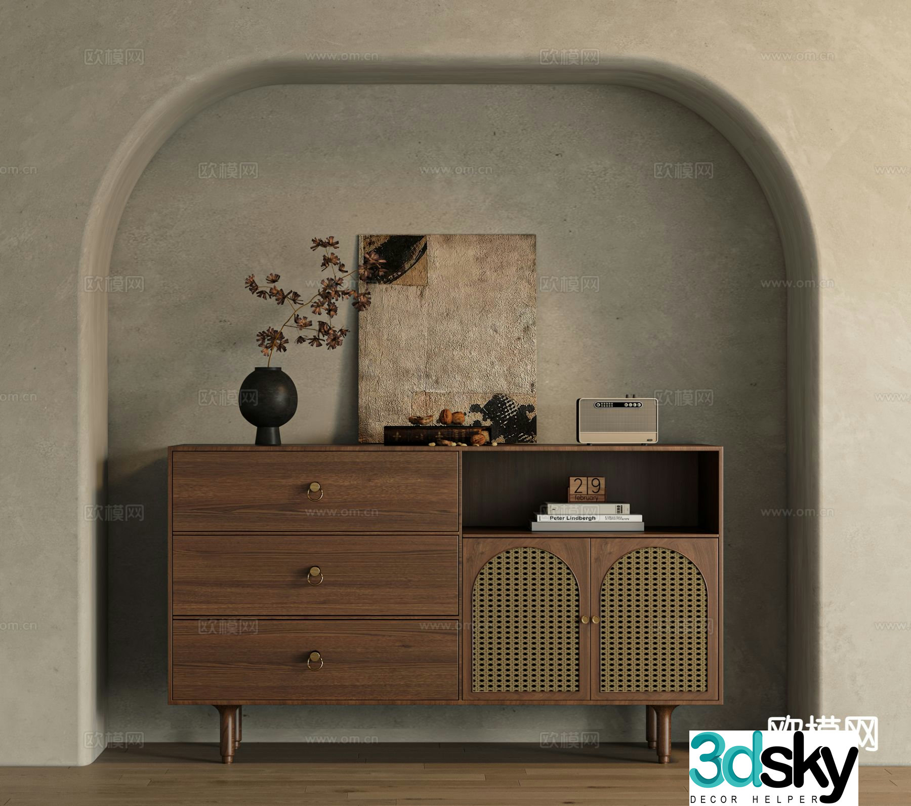 Wabi-sabi side cabinet entrance cabinet 3D model