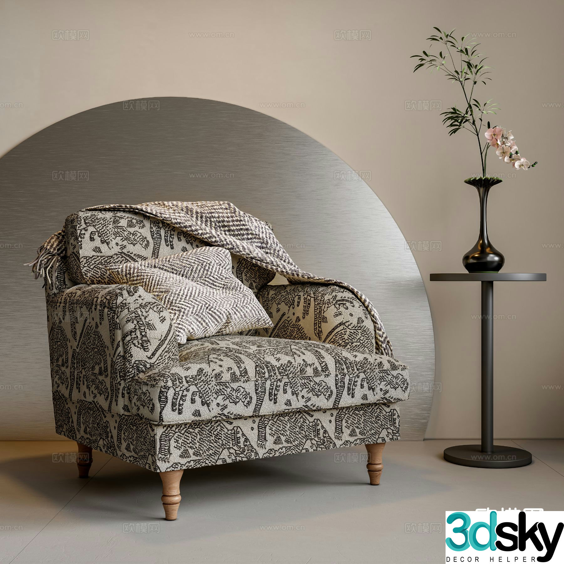 American single sofa 3d model