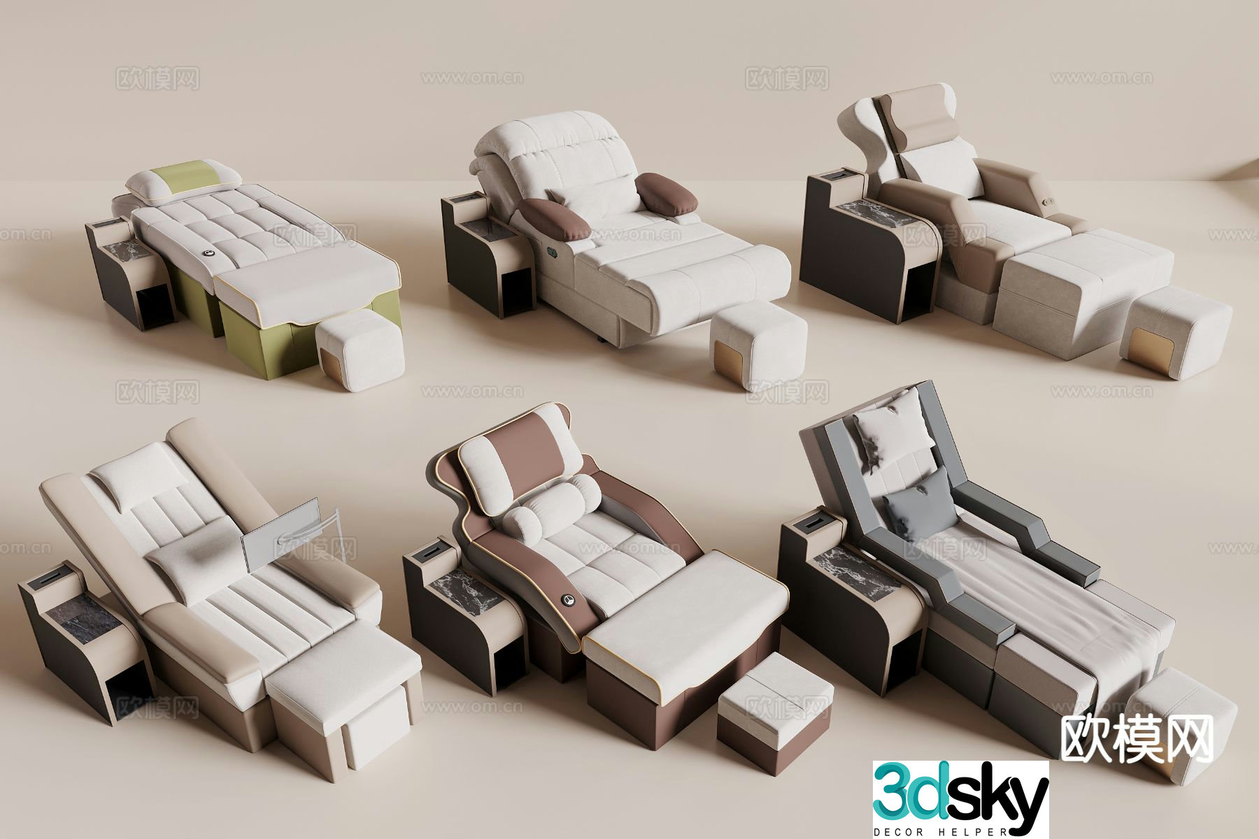 Modern foot bath chair massage chair pedicure chair 3d model