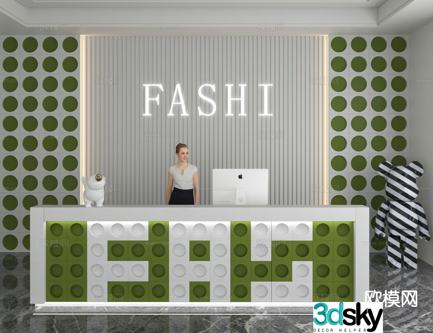 Modern front desk reception desk service desk 3d model