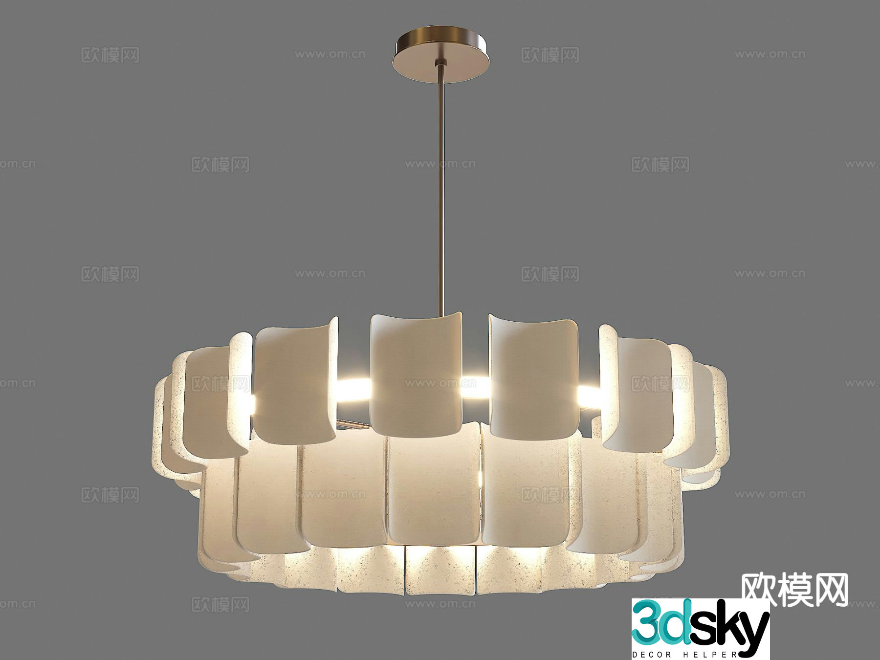 Creamy wind chandelier 3d model