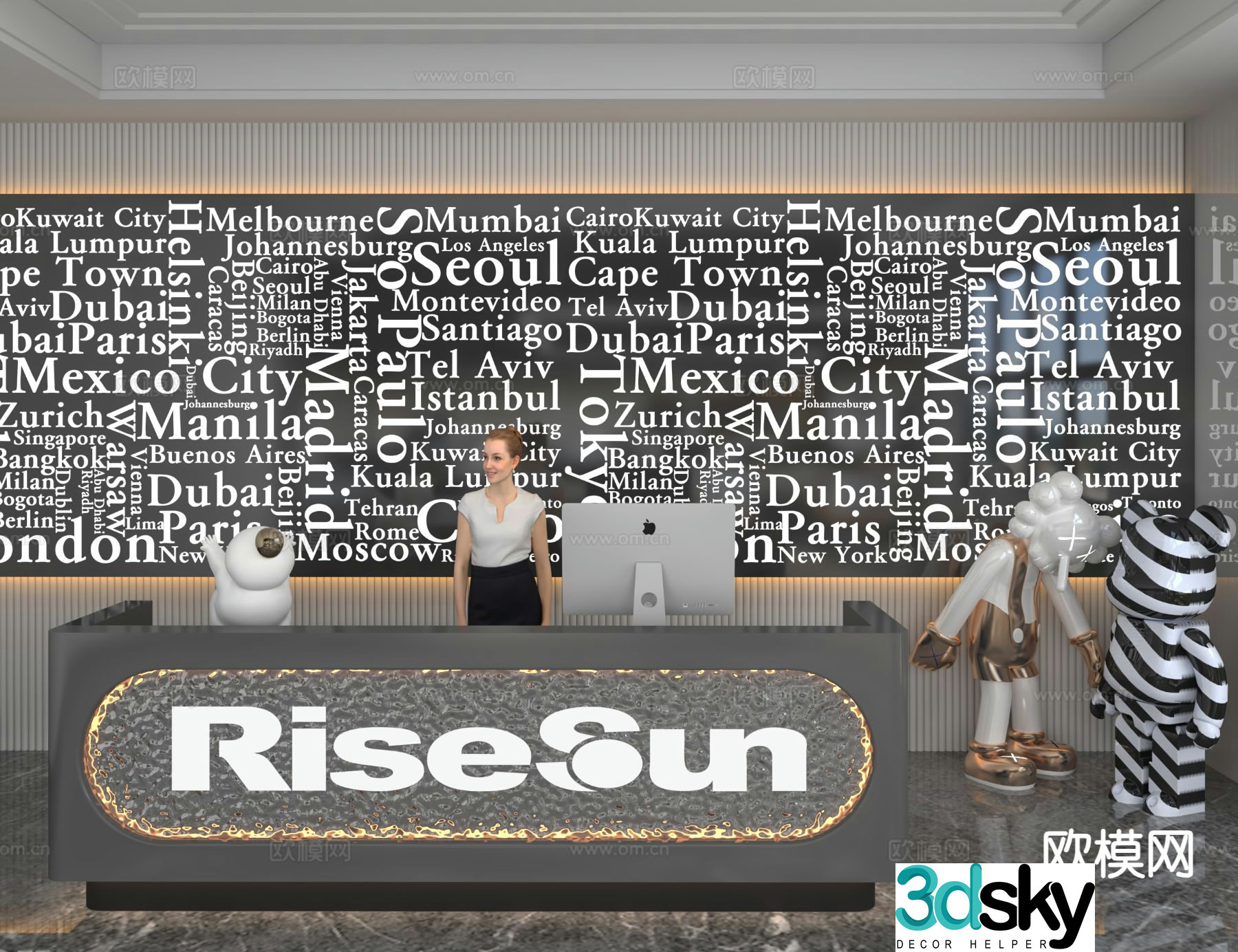 Modern front desk reception desk service desk 3d model