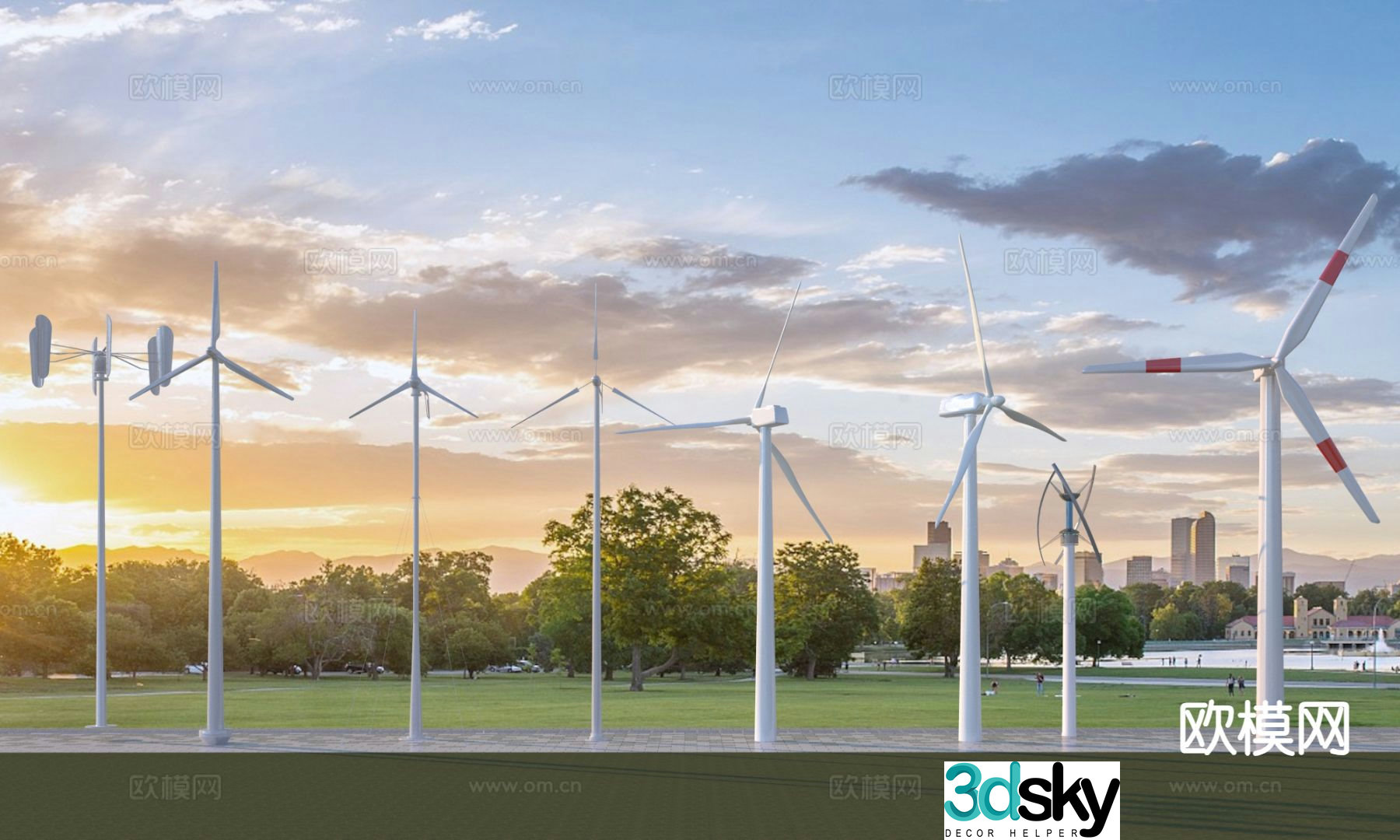 Modern natural windmill electric windmill 3d model