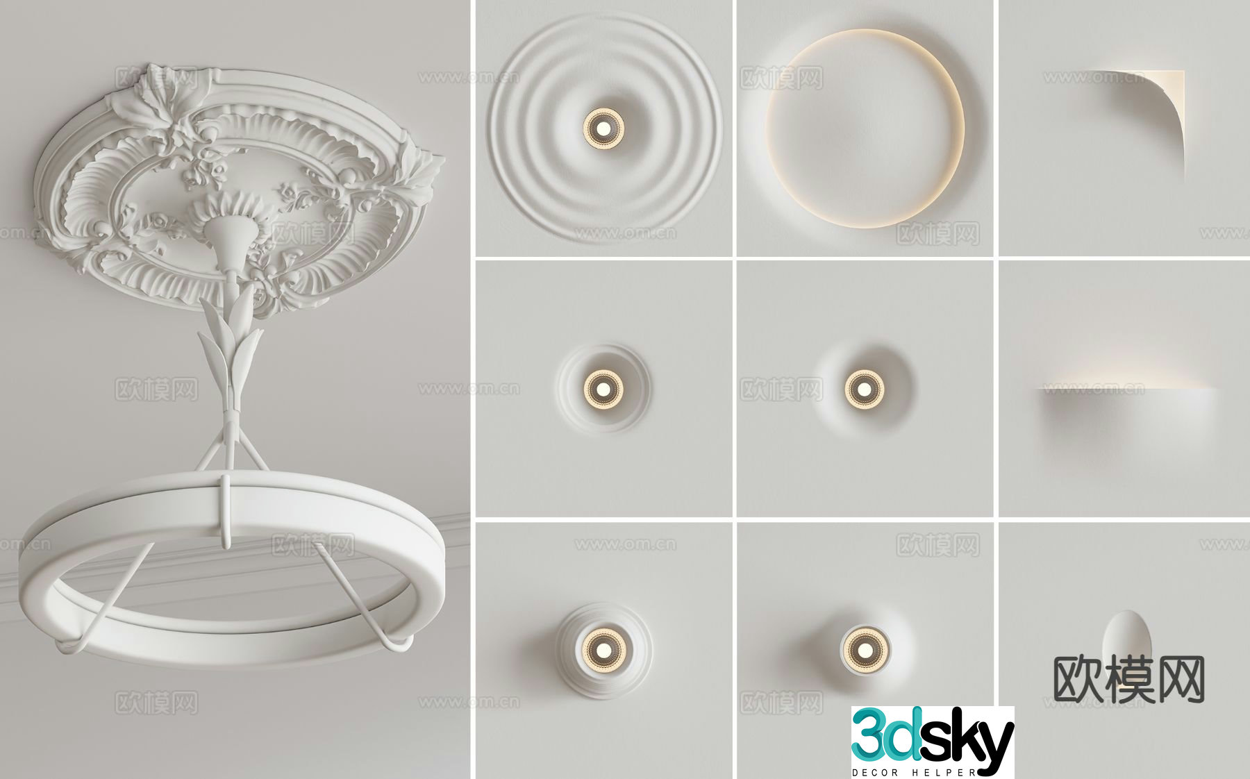 Cream style wall lamp plaster wall lamp 3d model