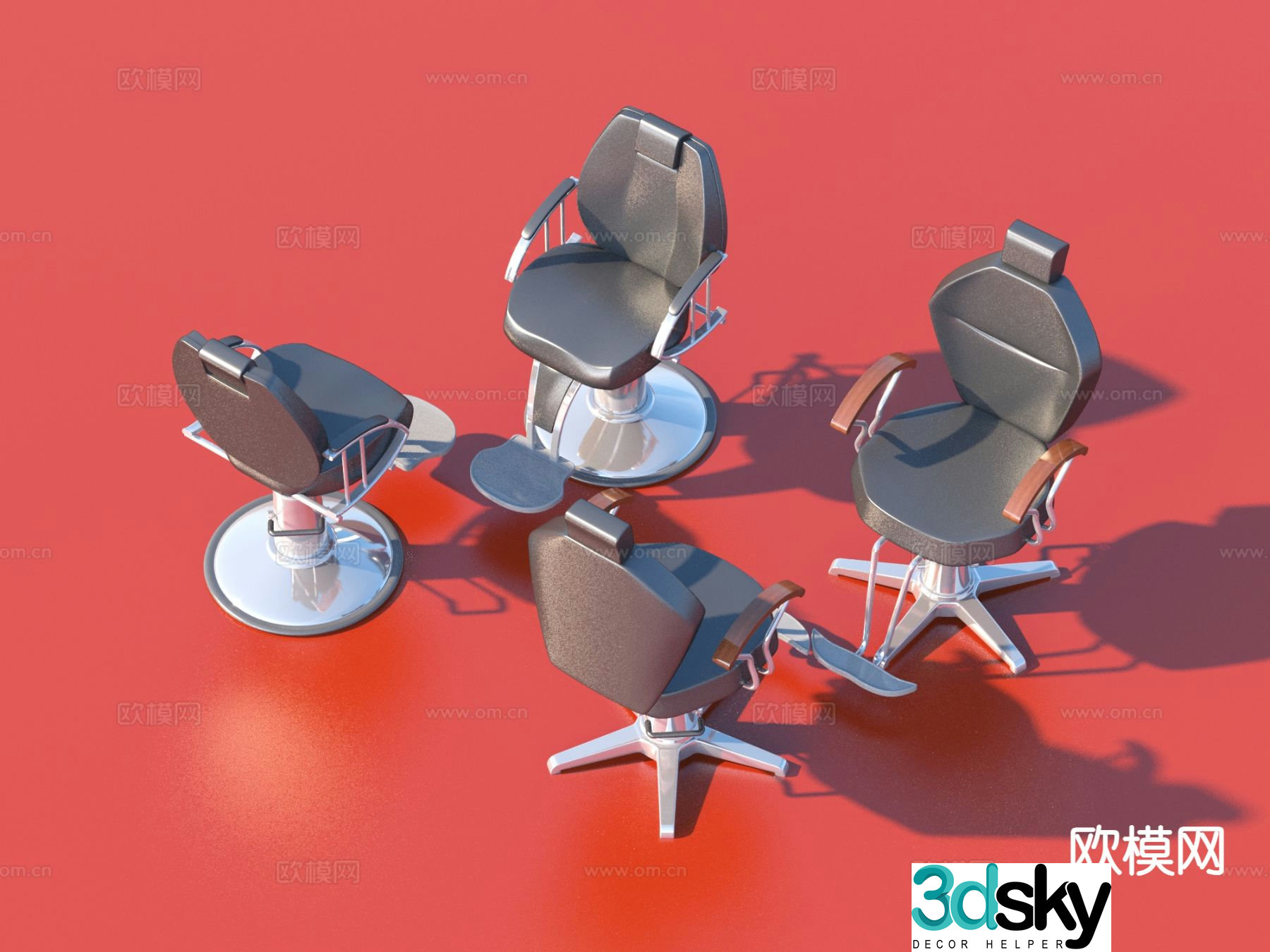 barber chair office chair armchair 3d model