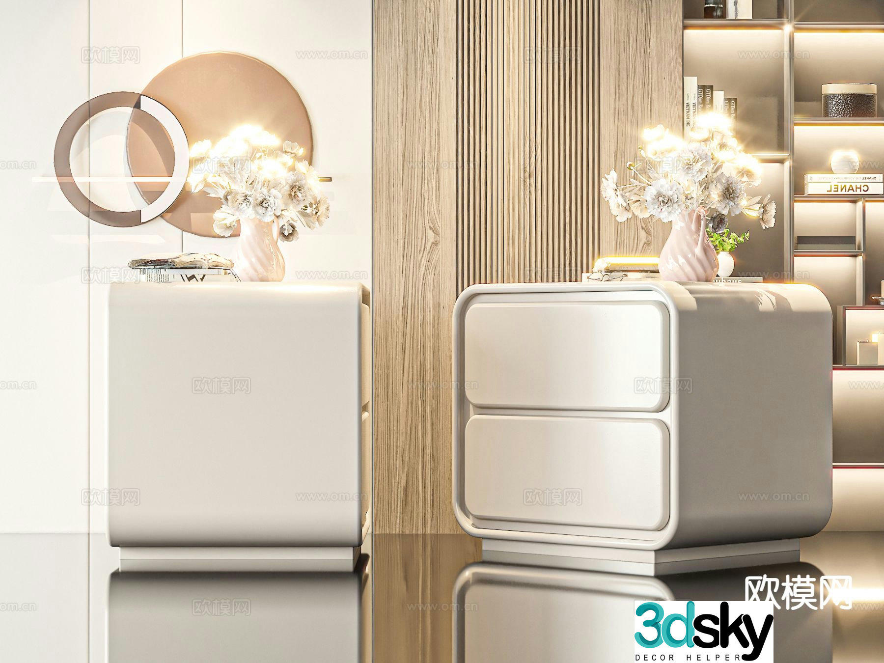 Cream style bedside table 3d model