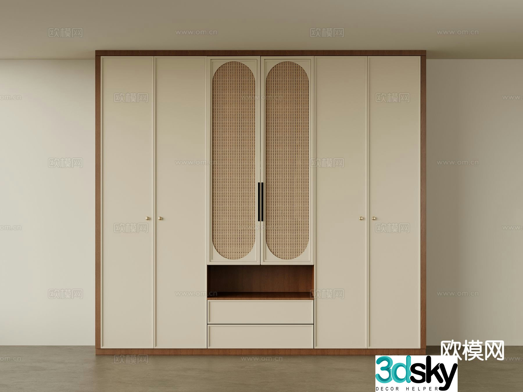 Middle-aged wardrobe wardrobe 3d model