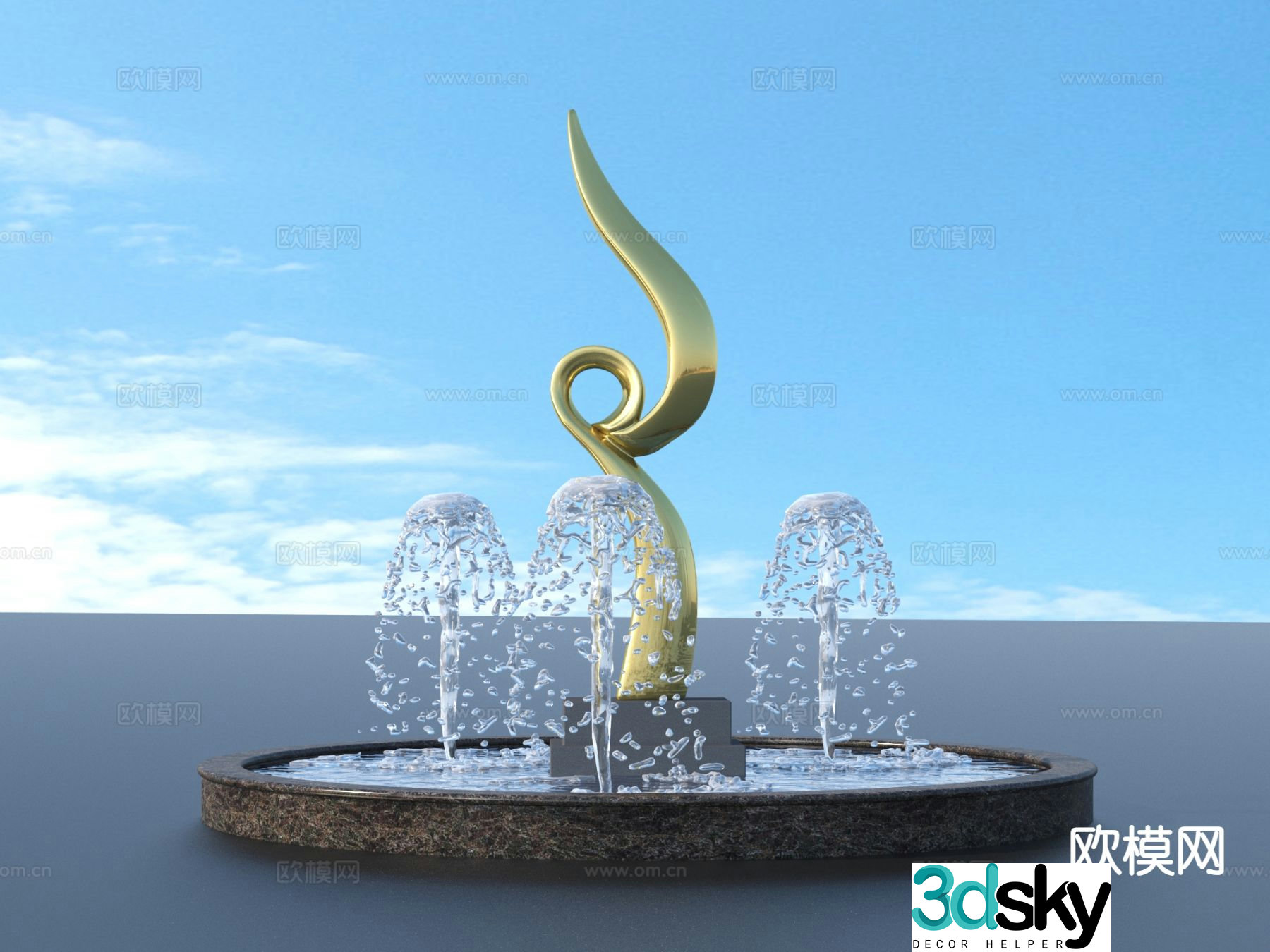 Urban Sculpture Waterscape Sketch Landscape Sculpture 3D Model