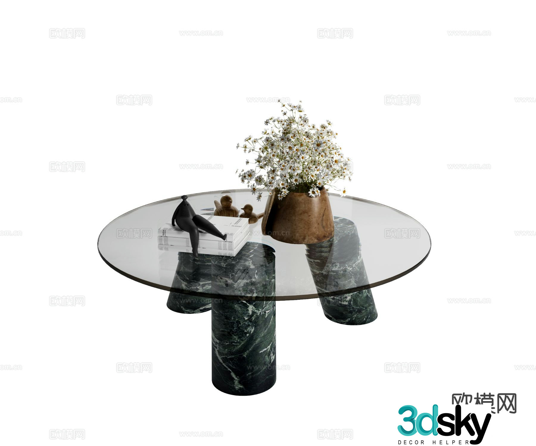 Round coffee table glass coffee table 3d model