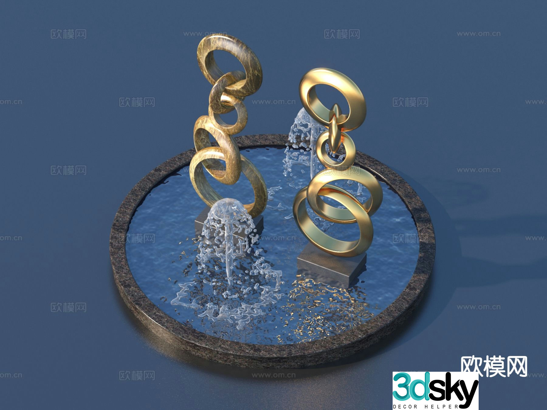 urban sculpture waterscape landscape sculpture 3d model