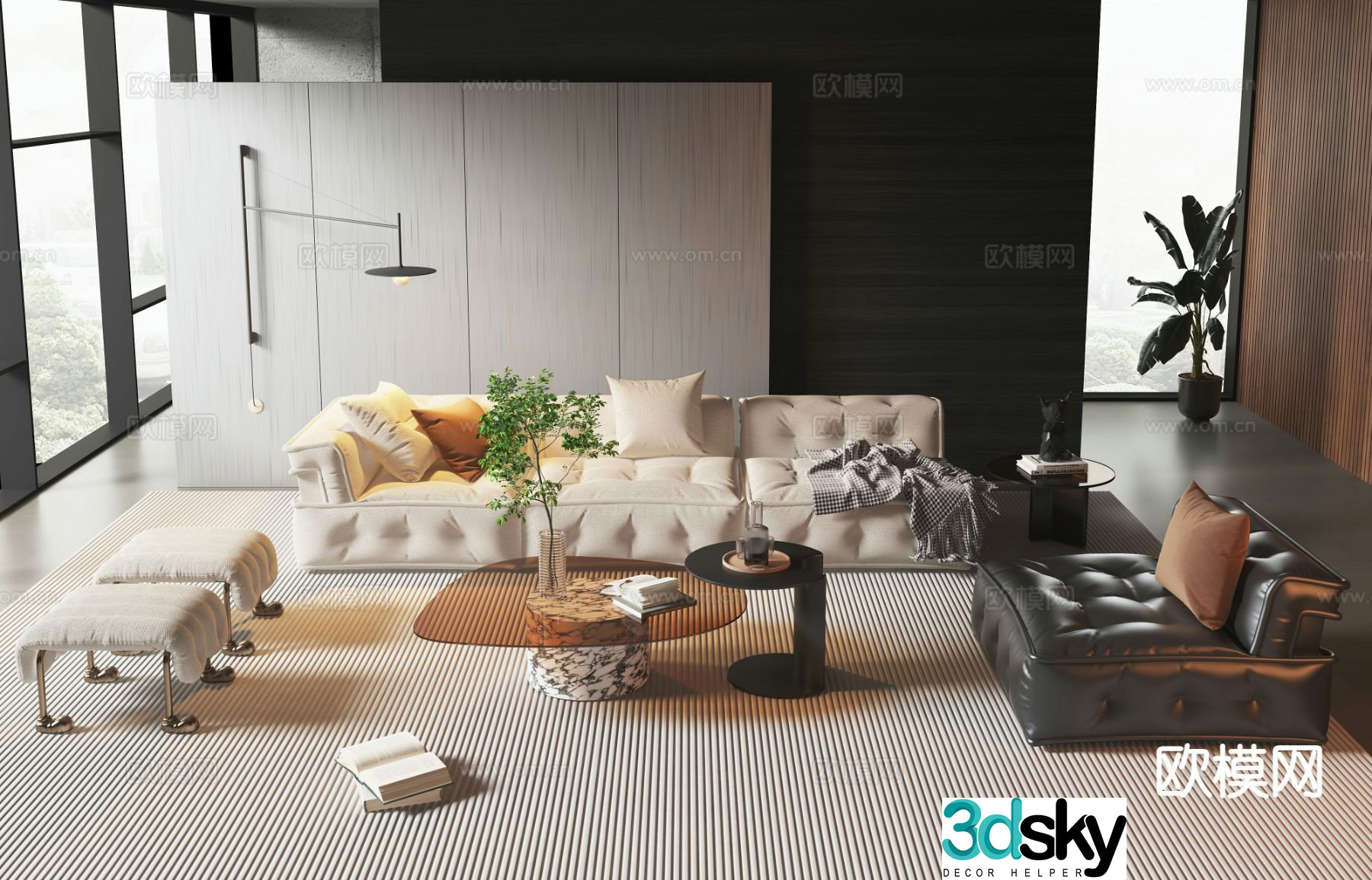 Modern modular sofa block sofa 3d model
