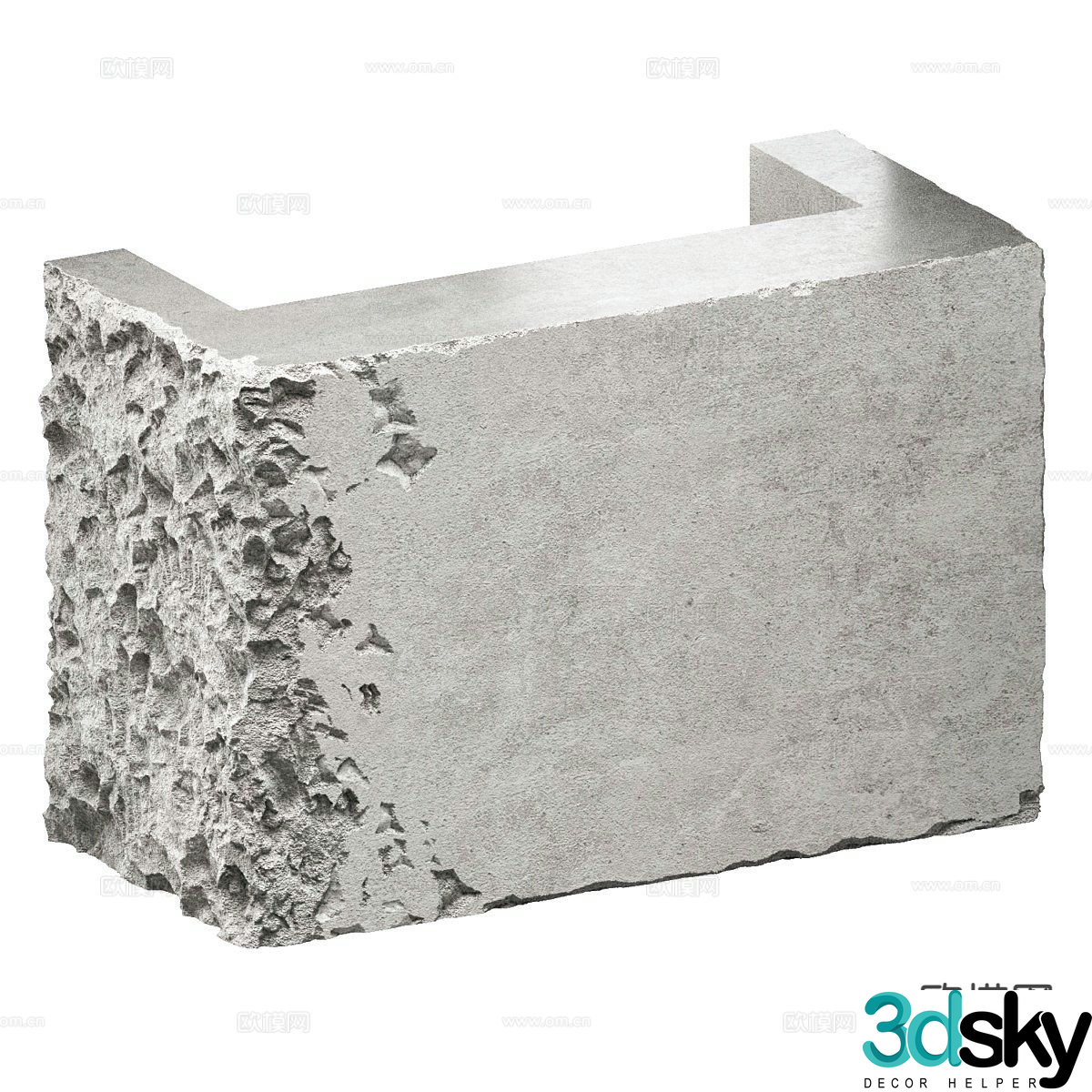 Industrial style stone front desk 3d model