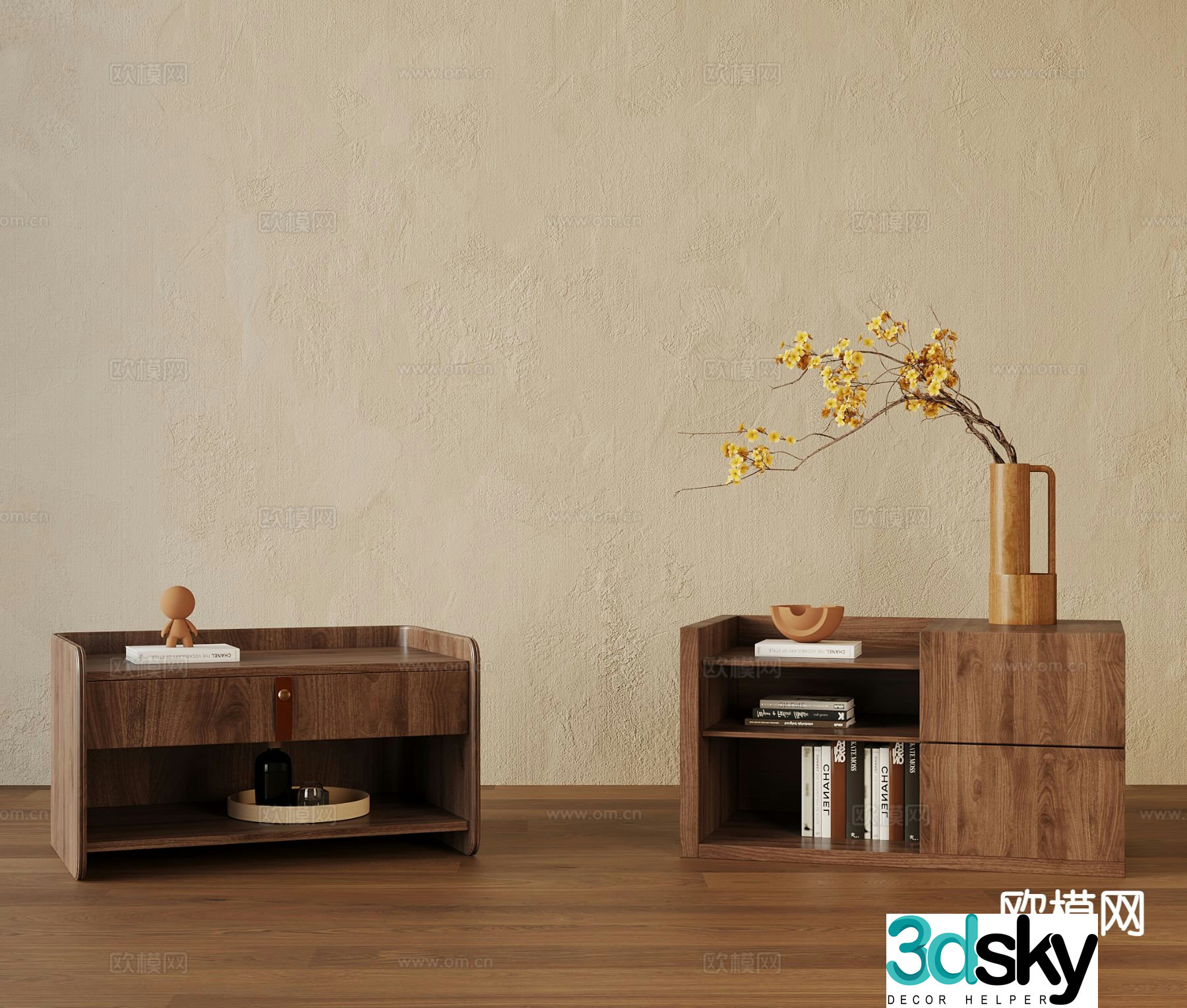 wabi-sabi bedside table 3d model